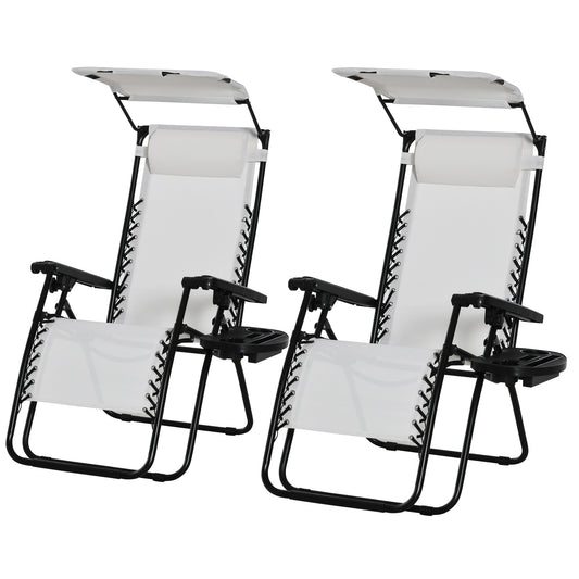 2 Piece Foldable Reclining Garden Chair with Headrest