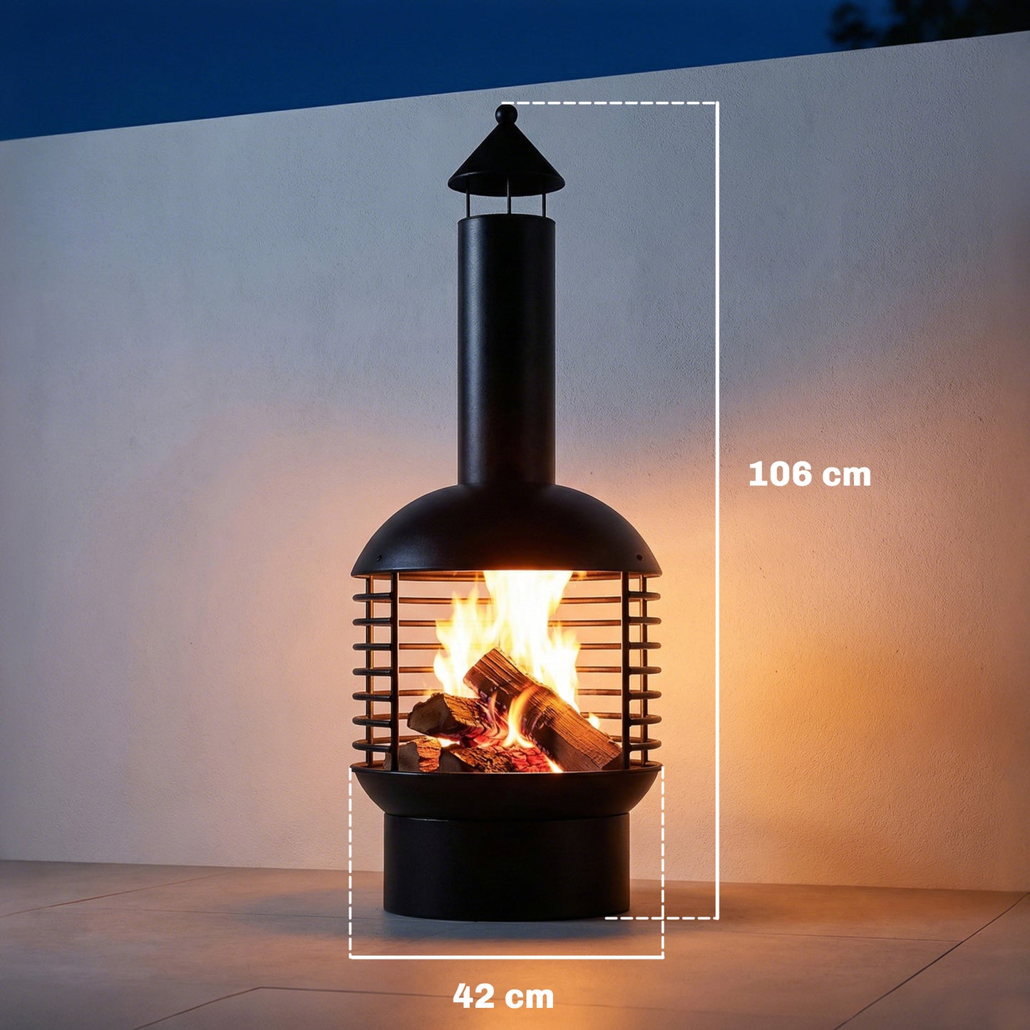 Chimney Fire Pit, Portable Wood Burning Firepit with Poker