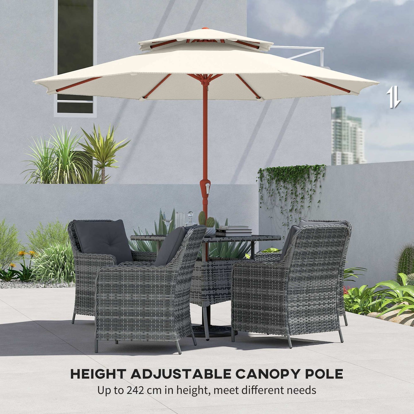 2.7 m Garden Parasol with Double Top Outdoor Market Table Umbrella