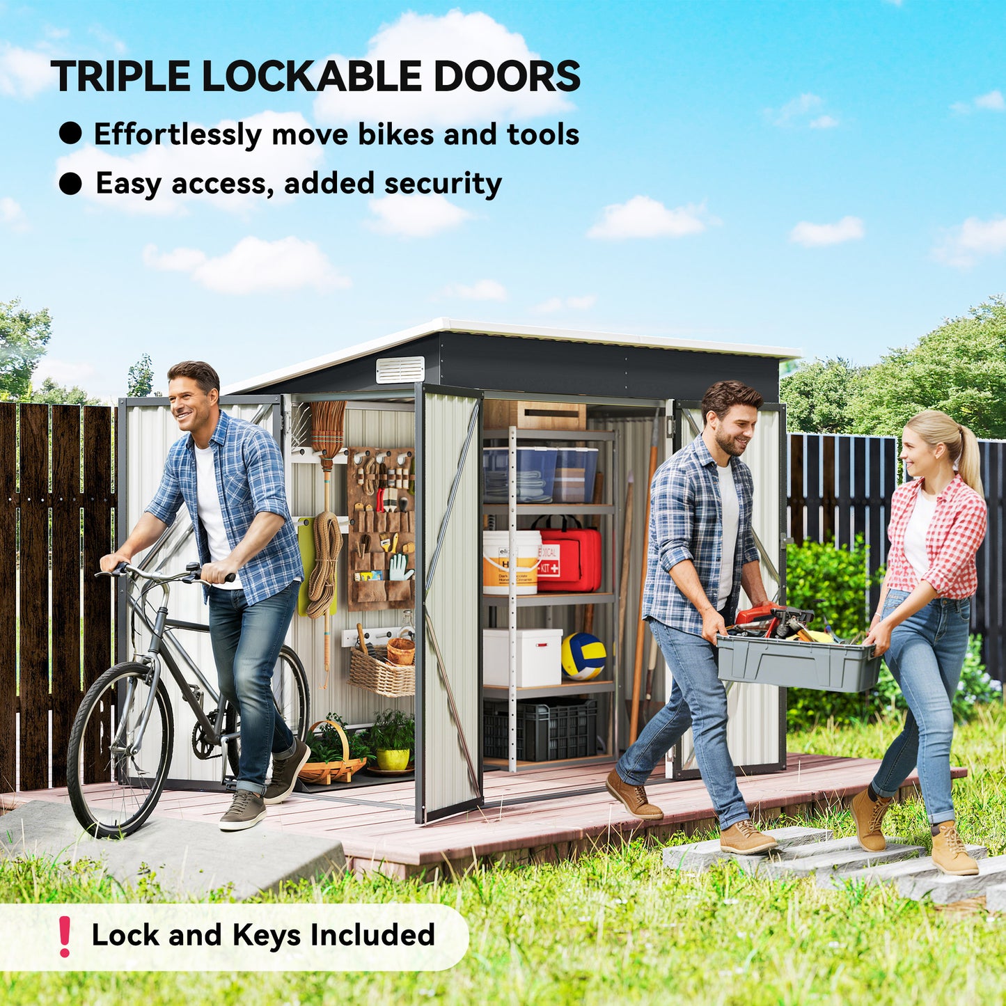 7.5 x 4.3ft Metal Garden Storage Shed