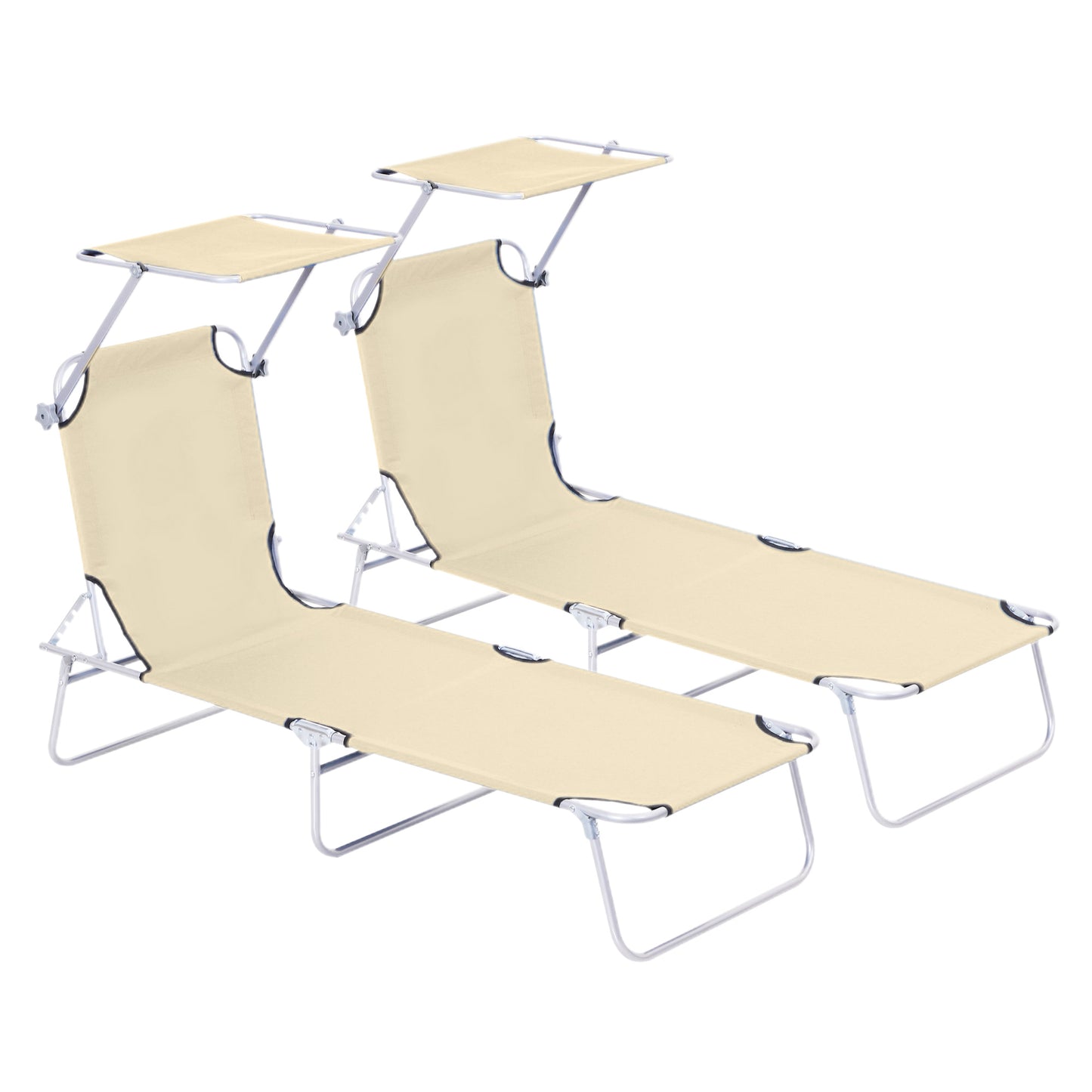 2 Pieces Outdoor Foldable Sun Lounger