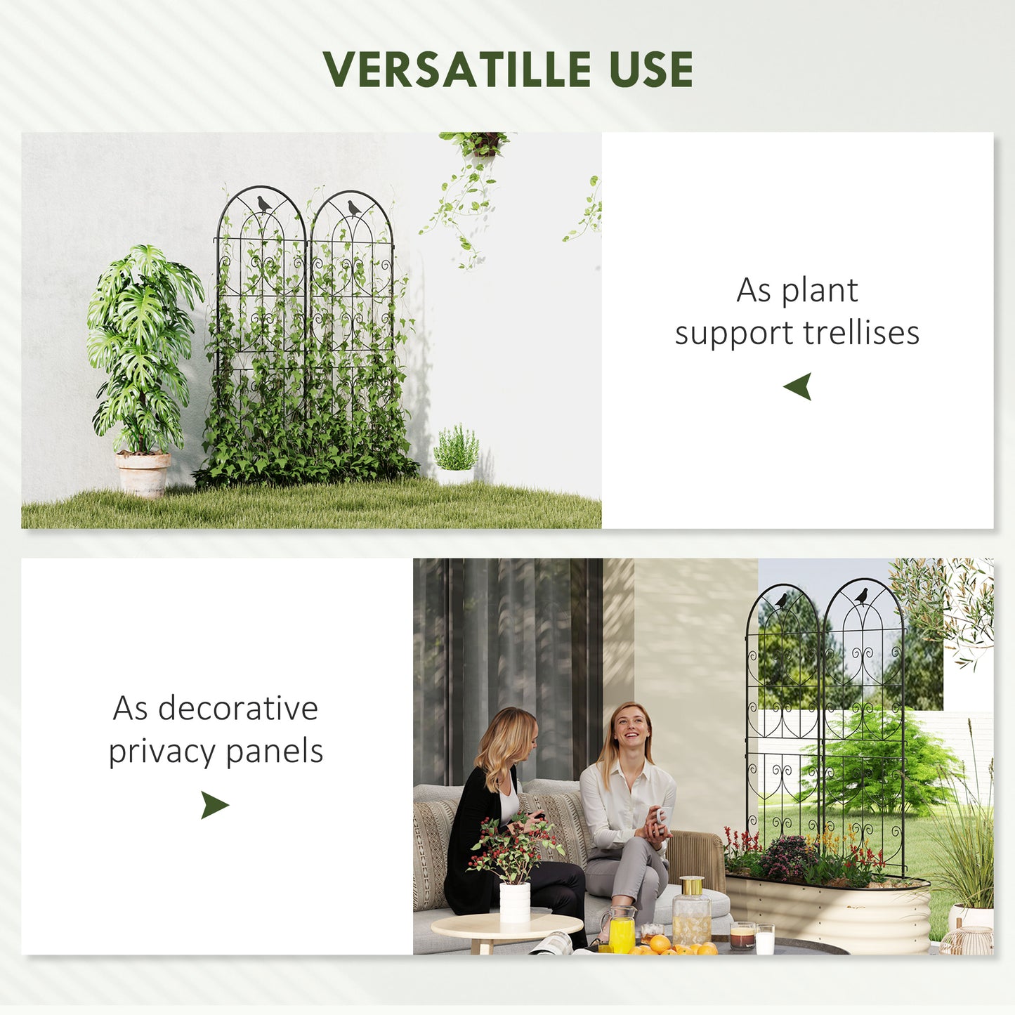 Set of 2 Garden Trellis, Metal Fence Panels