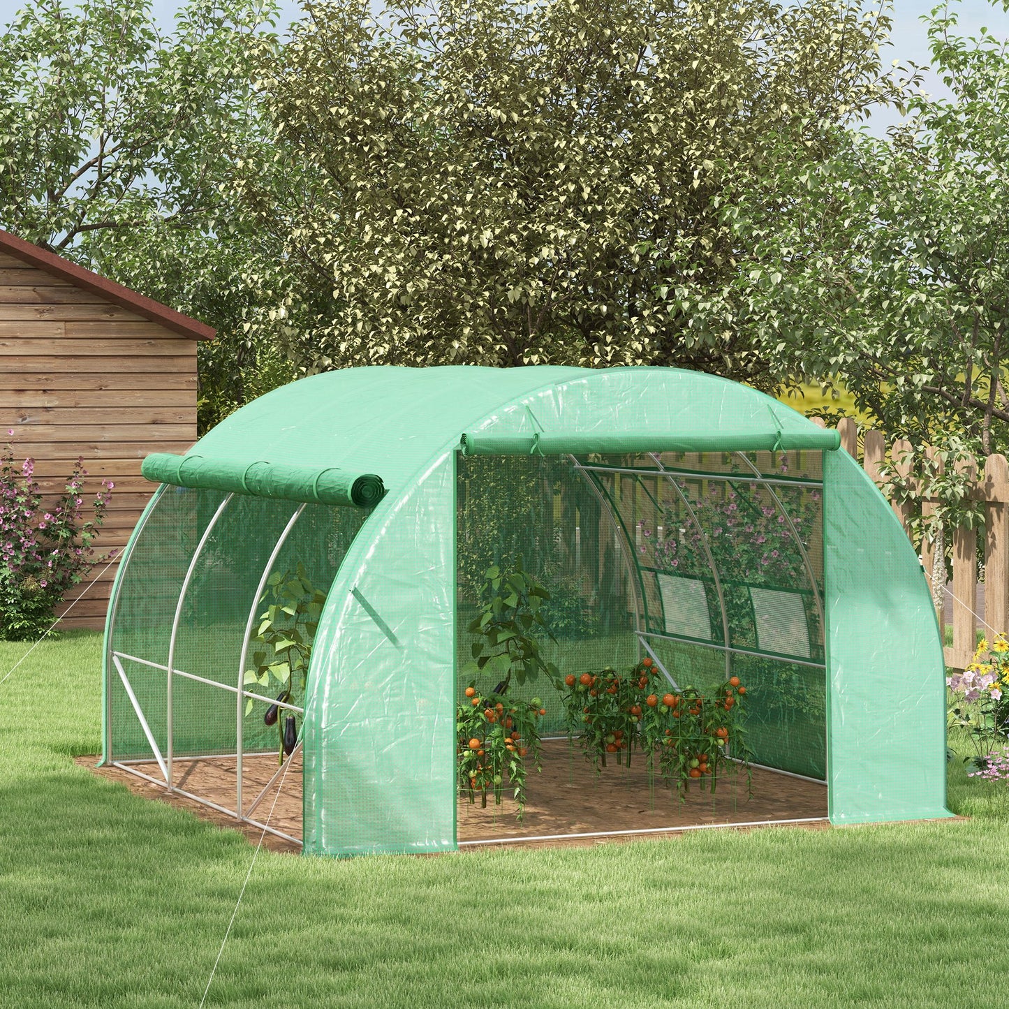 Polytunnel Greenhouse Walk-in Grow House Tent with Roll-up Sidewalls (2)