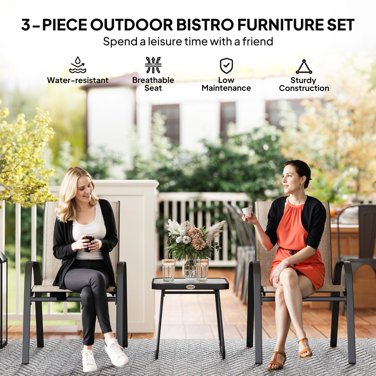3 Pieces Outdoor Bistro Set