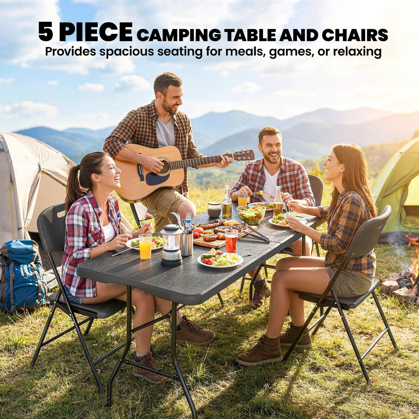 5 Piece 6ft Foldable Table and Chairs