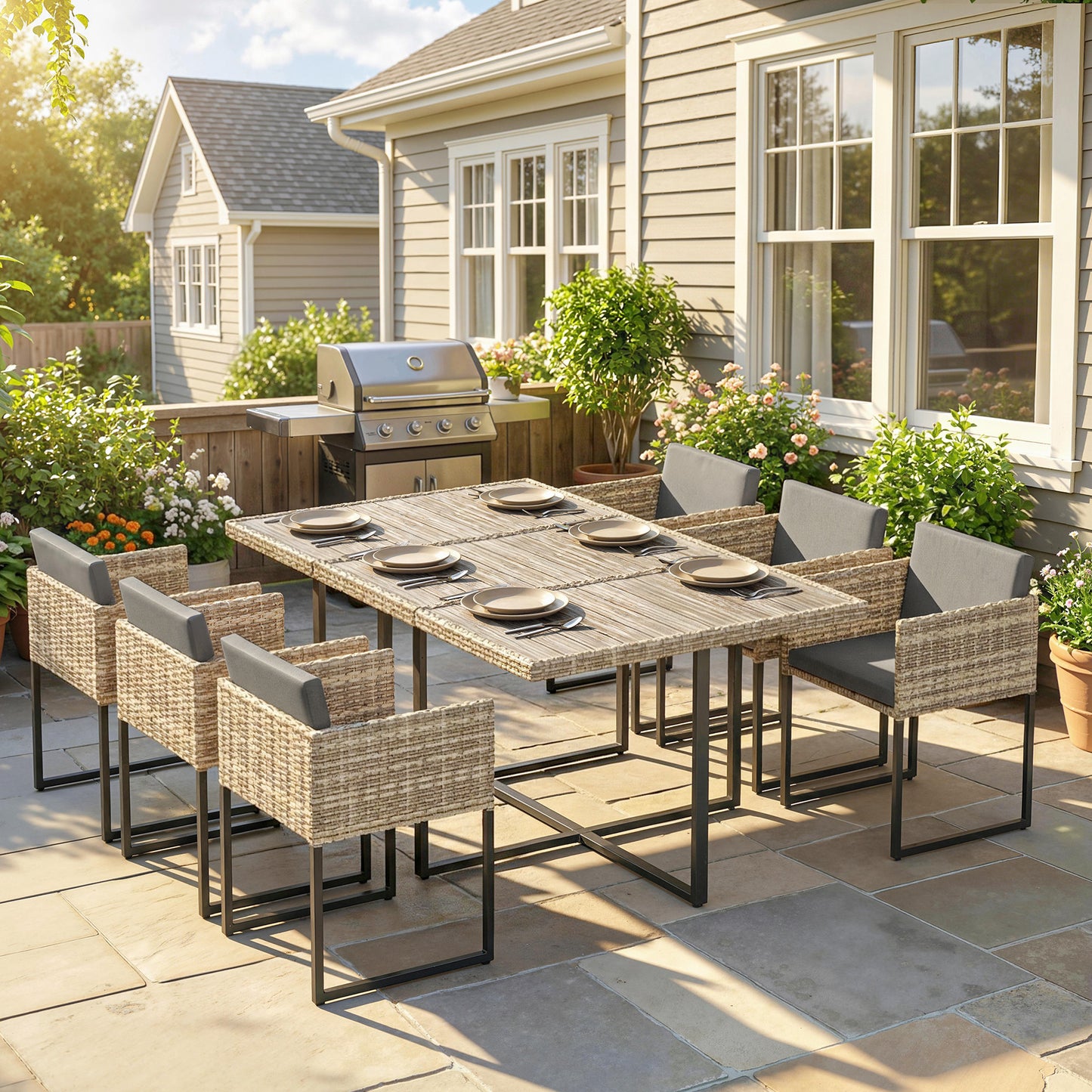 7 Piece Rattan Garden Furniture Set (1)