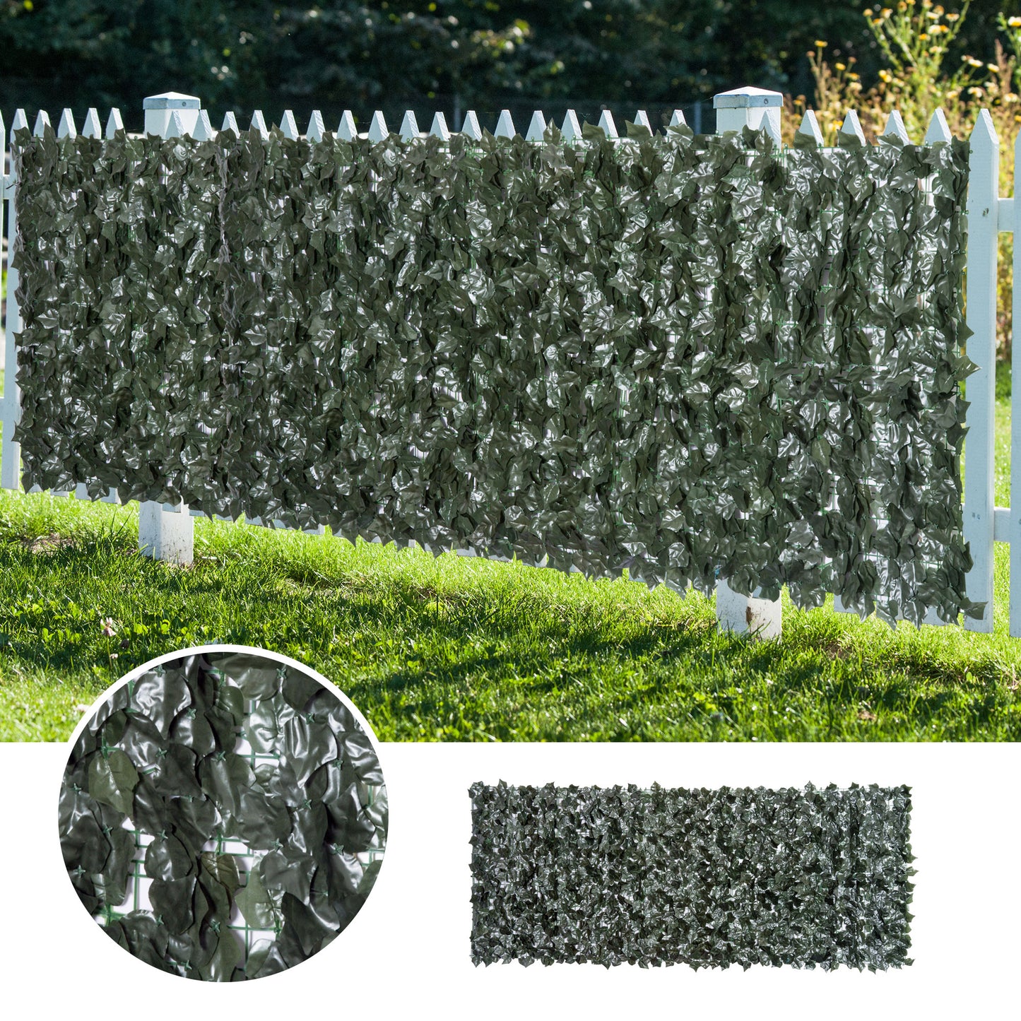 2-Piece Artificial Leaf Hedge Screen Privacy Fence Panel (2)