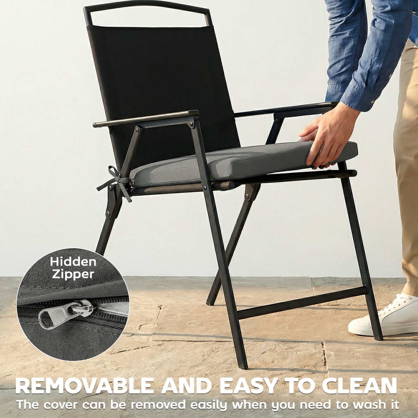 Set of 6 Outdoor Seat Cushions with Machine Washable Cover