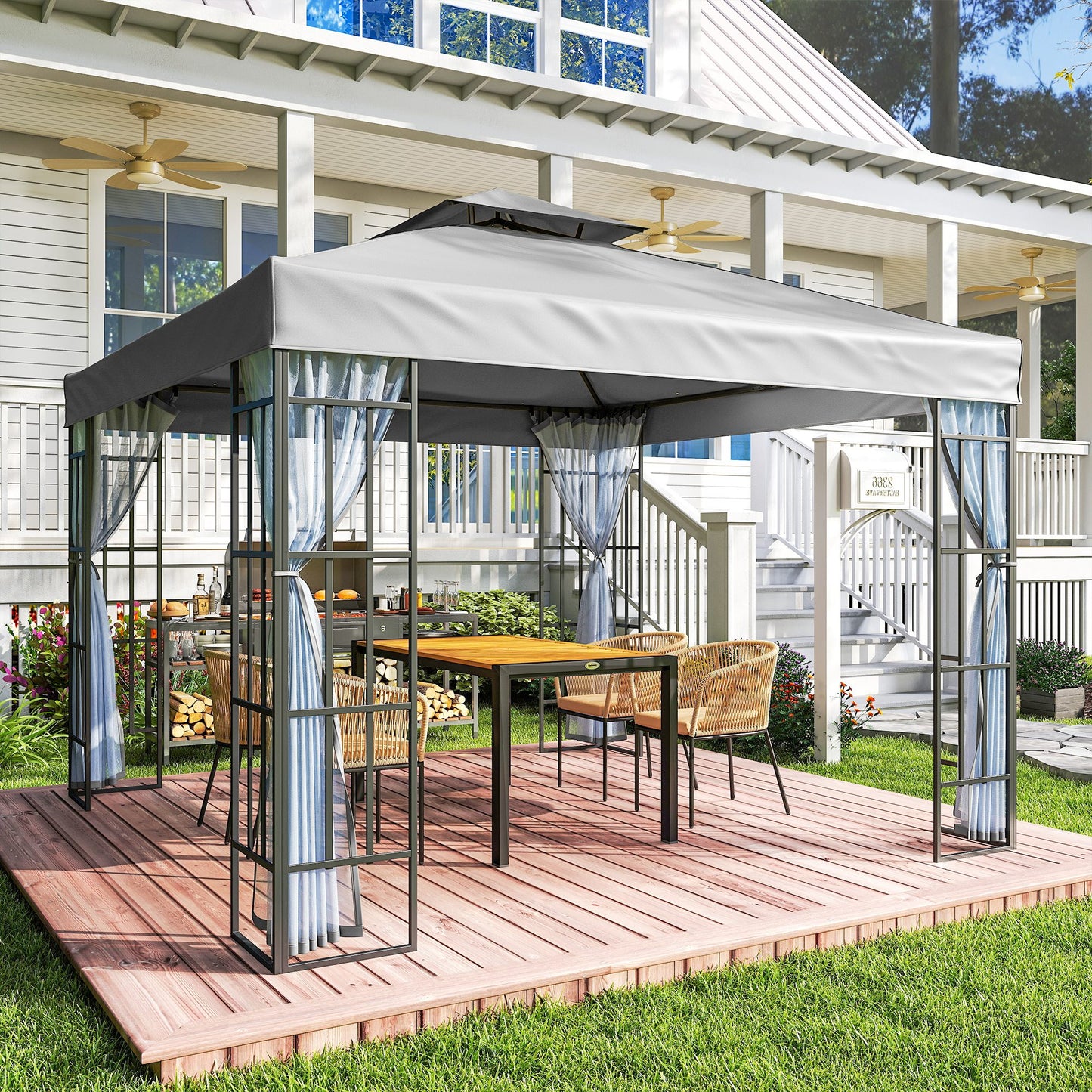3 x 3(m) Patio Gazebo Canopy Garden Pavilion Tent Shelter (2)