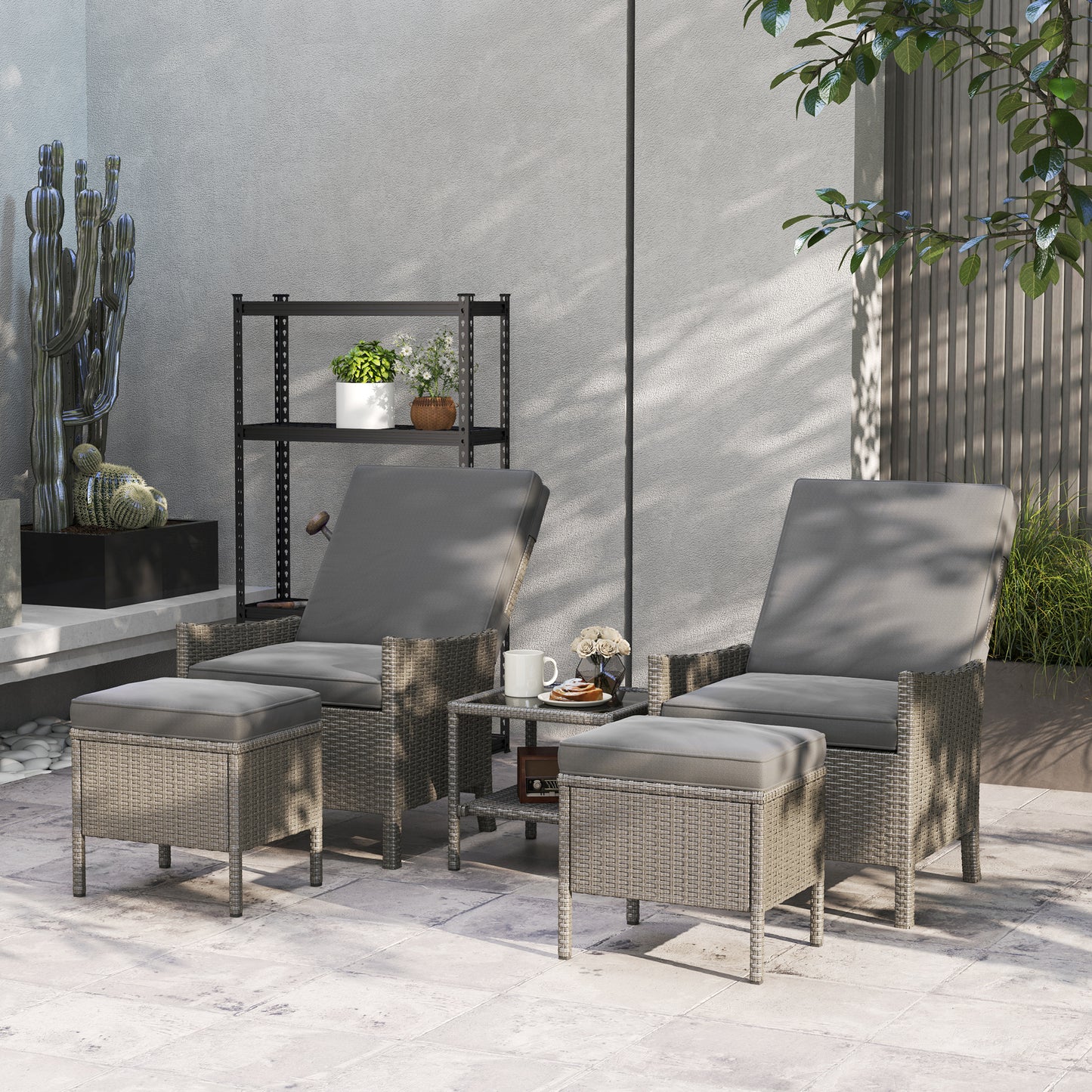 5 Piece Rattan Garden Furniture Set