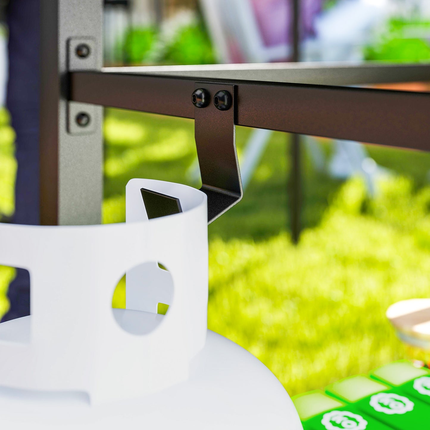 Outdoor Grill Dining Cart 2-Shelf Movable Pizza Oven Table Stand