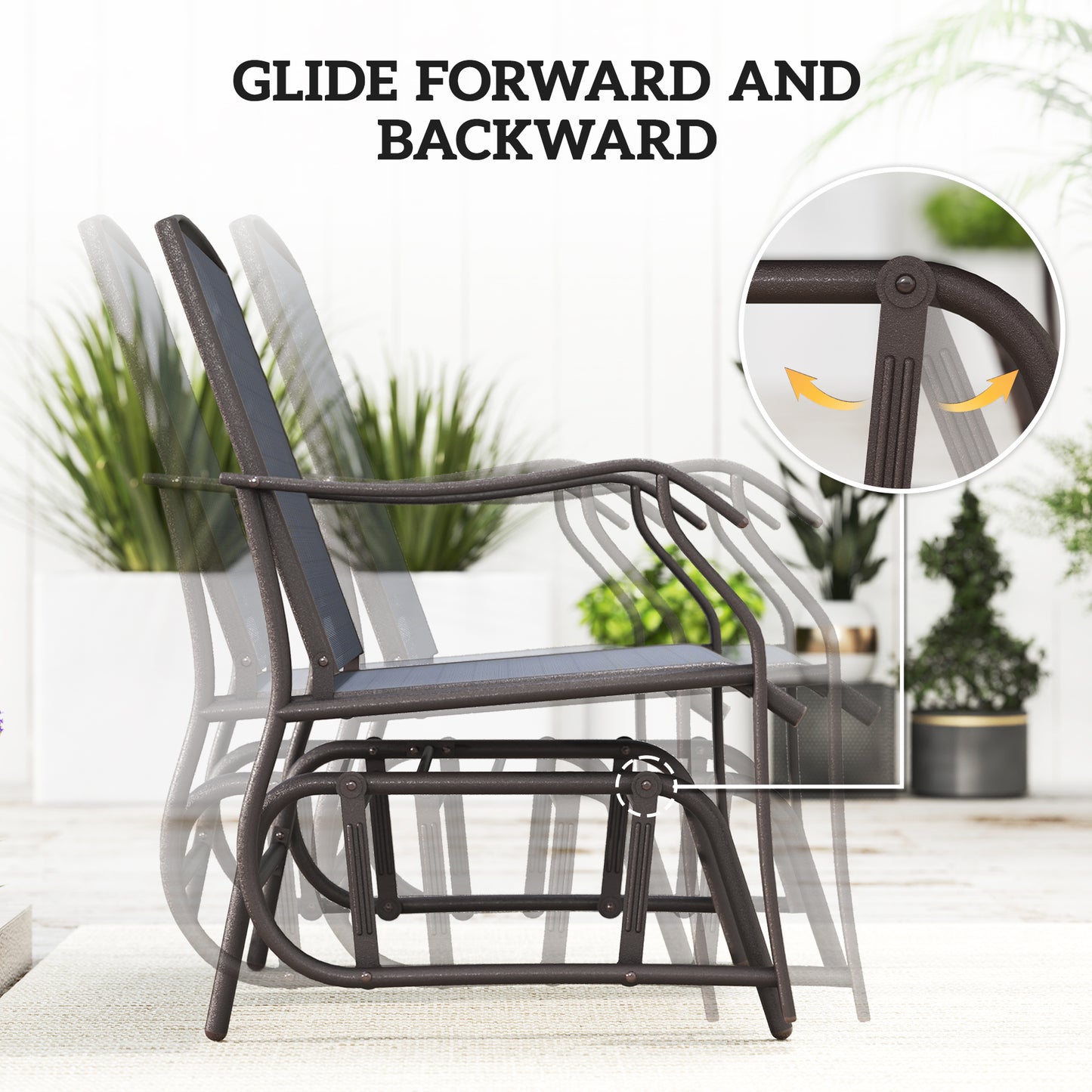Glider Rocking Chair & Table Set 2 Single Seaters Rocker Garden