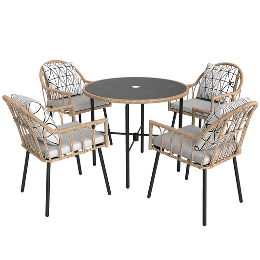 5 Piece Patio Rattan Dining Set