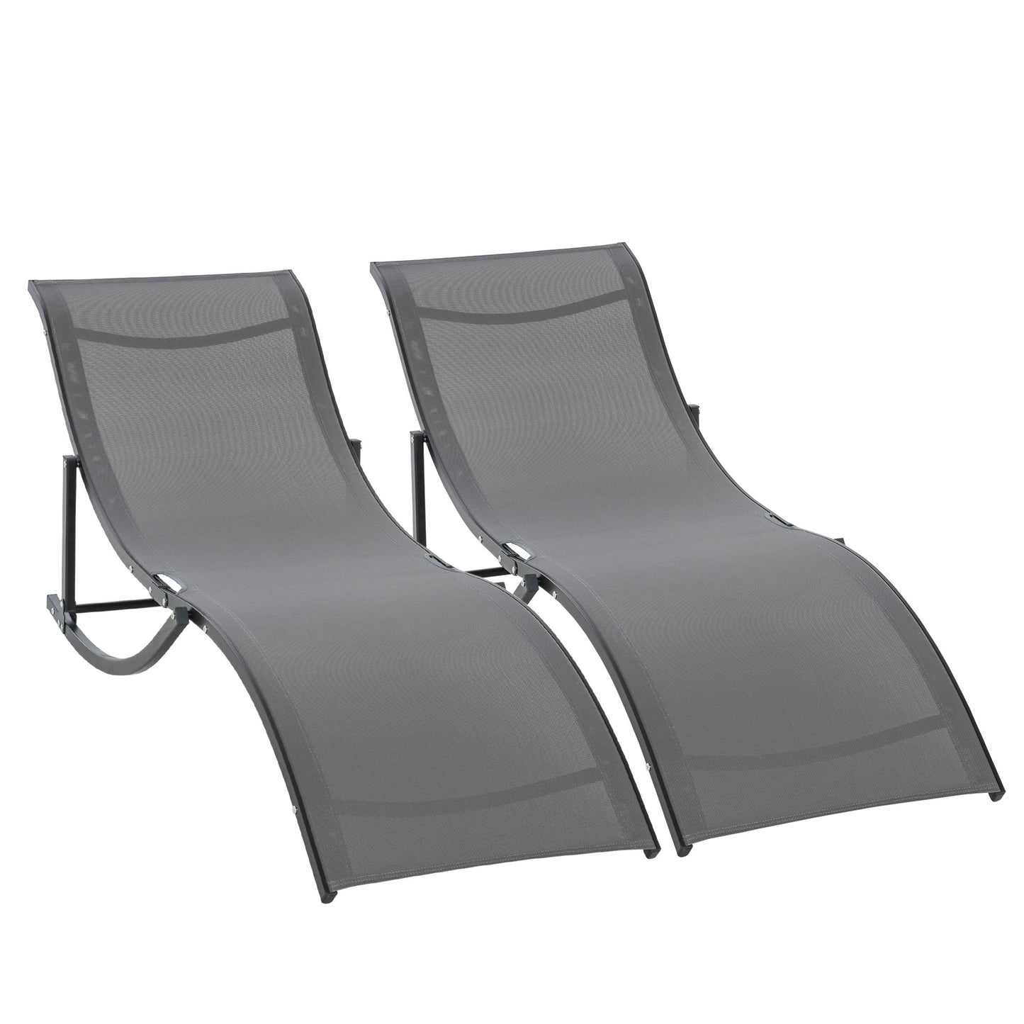 Set of 2 S-shaped Foldable Lounge Chair Sun Lounger Reclining
