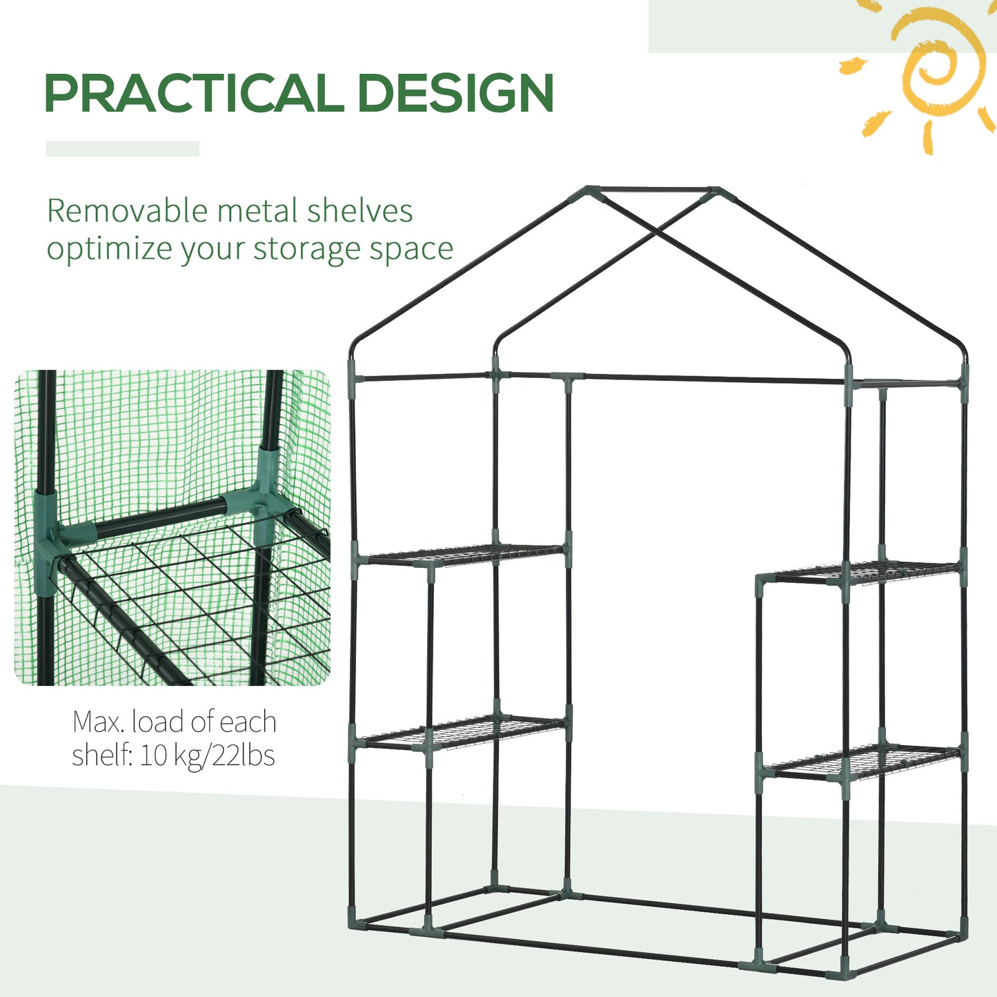 Walk In Greenhouse with Shelves