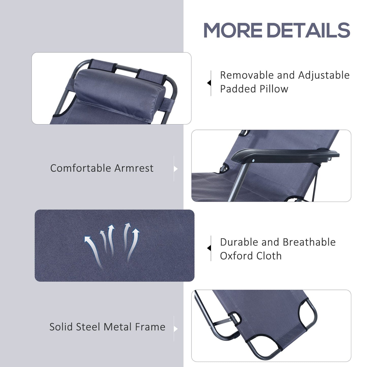 2 in 1 Folding Sun Lounger Reclining Garden Chair Set of 2