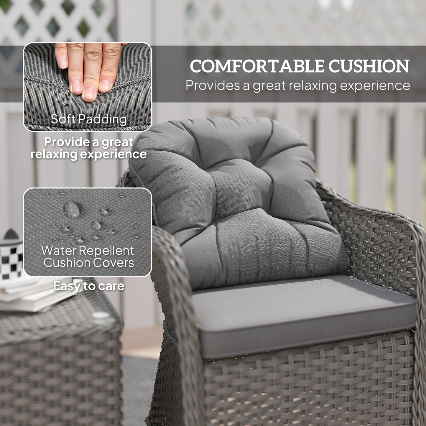 Three-Piece Super Padded Rattan Set