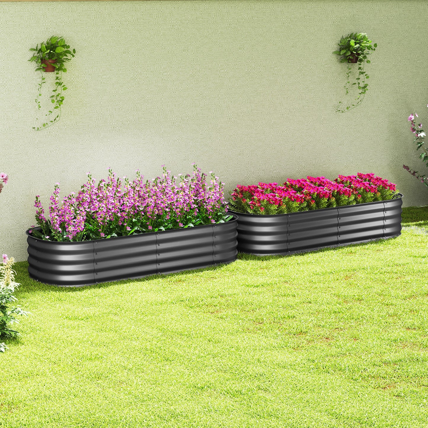 Galvanised Raised Garden Bed, Metal Planter Box with Safety Edging (5)