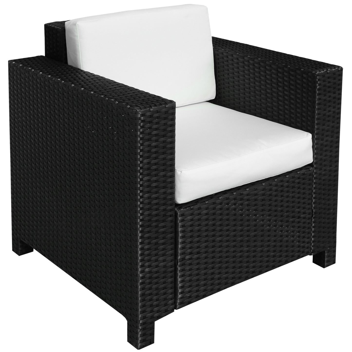 Single Seater Rattan Chair Sofa with 10 cm Thick Padded Cushion