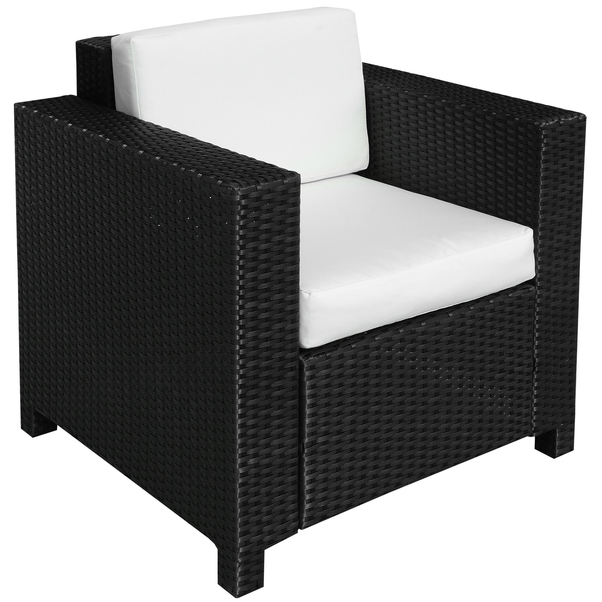 Single Seater Rattan Chair Sofa with 10 cm Thick Padded Cushion