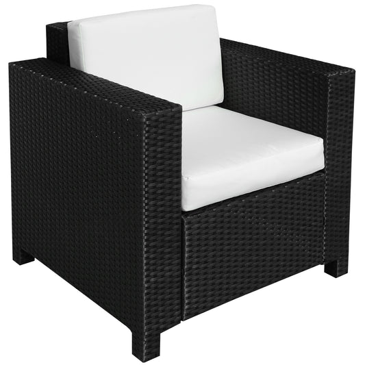 Single Seater Rattan Chair Sofa with 10 cm Thick Padded Cushion