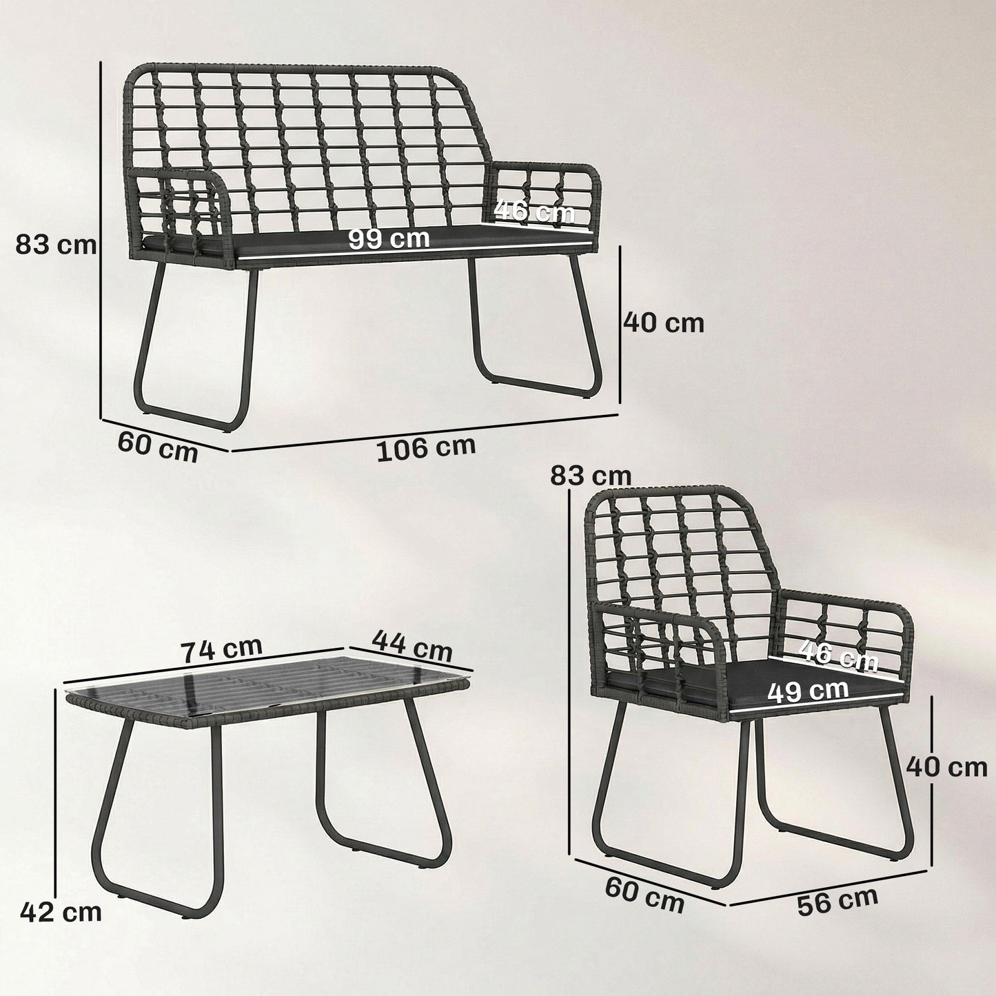 4 Piece Rattan Garden Furniture Set (2)