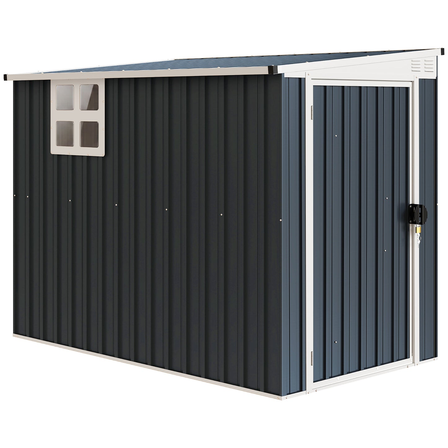 7.6 x 4ft Garden Metal Shed, Outdoor Storage Shed with Window
