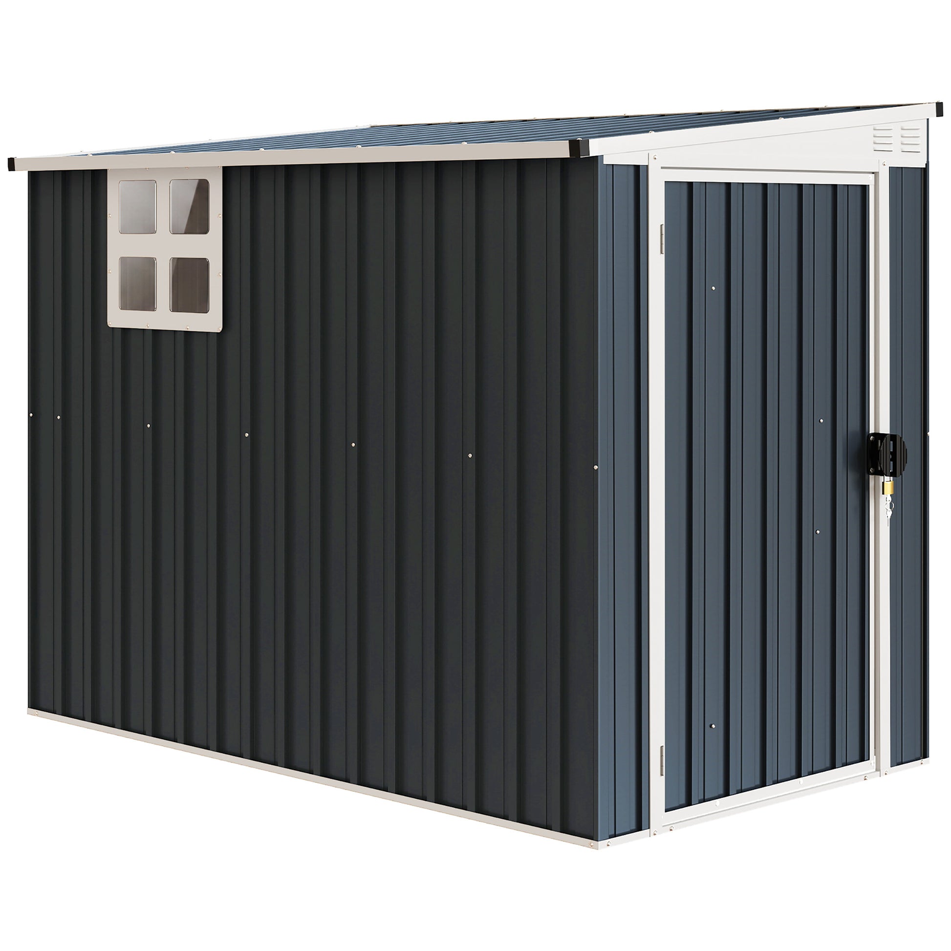 7.6 x 4ft Garden Metal Shed, Outdoor Storage Shed with Window