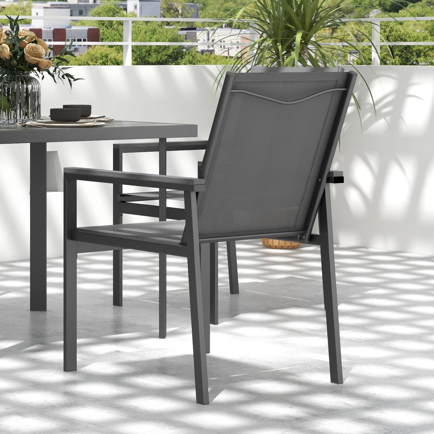 Five-Piece Metal Dining Set, with Glass-Top Table