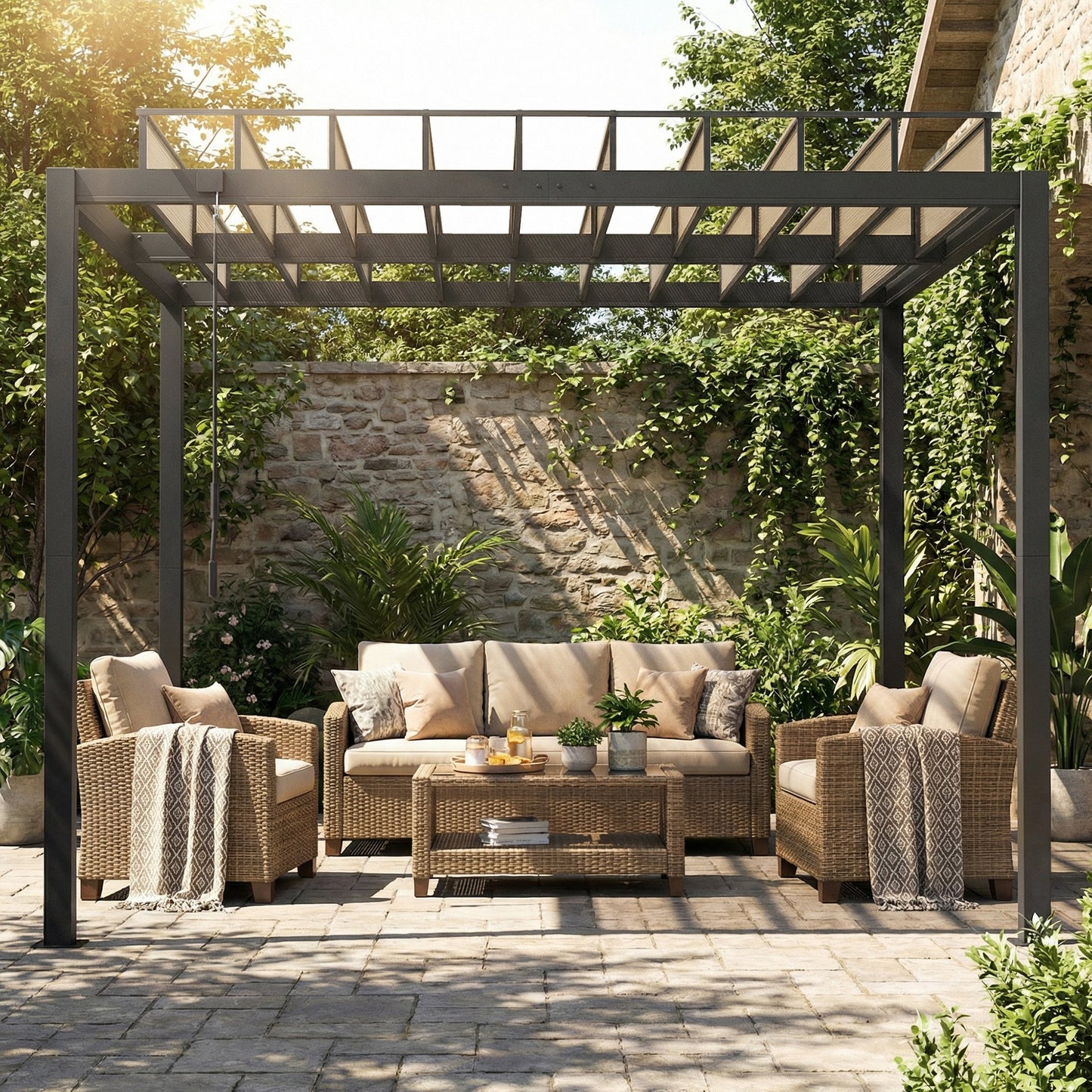 3 x 3 m Louvered Pergola with PC Roof