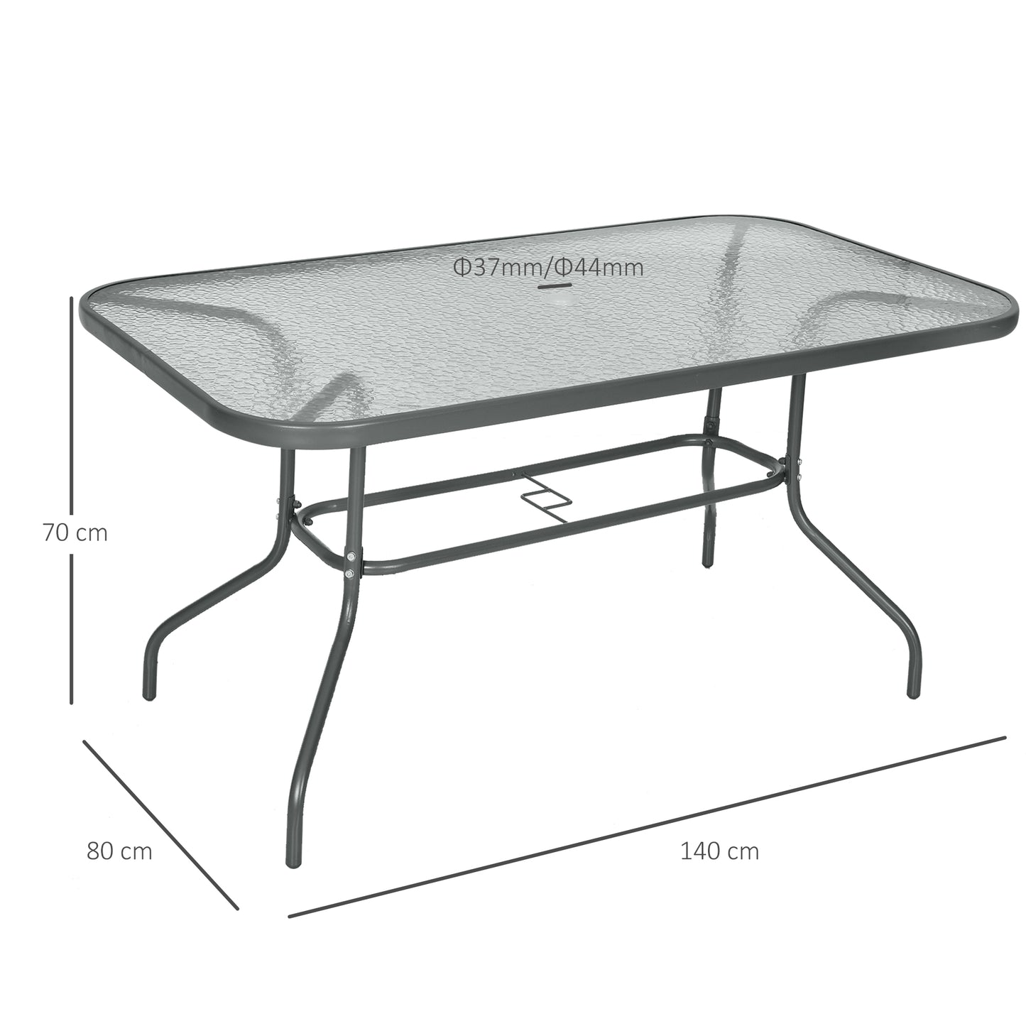 Garden Dining Table Glass Top Metal Frame (1)