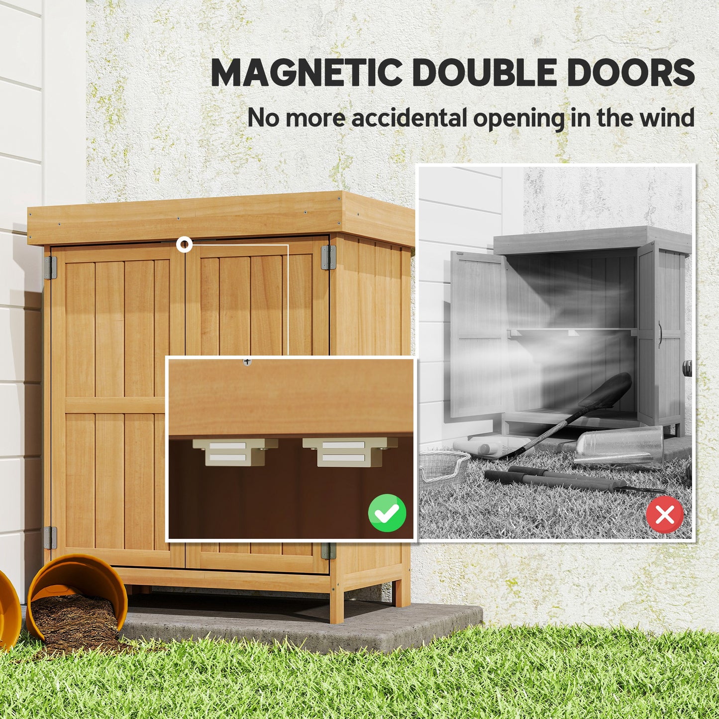Small Shed, Wooden Garden Shed with Openable Hinged Roof