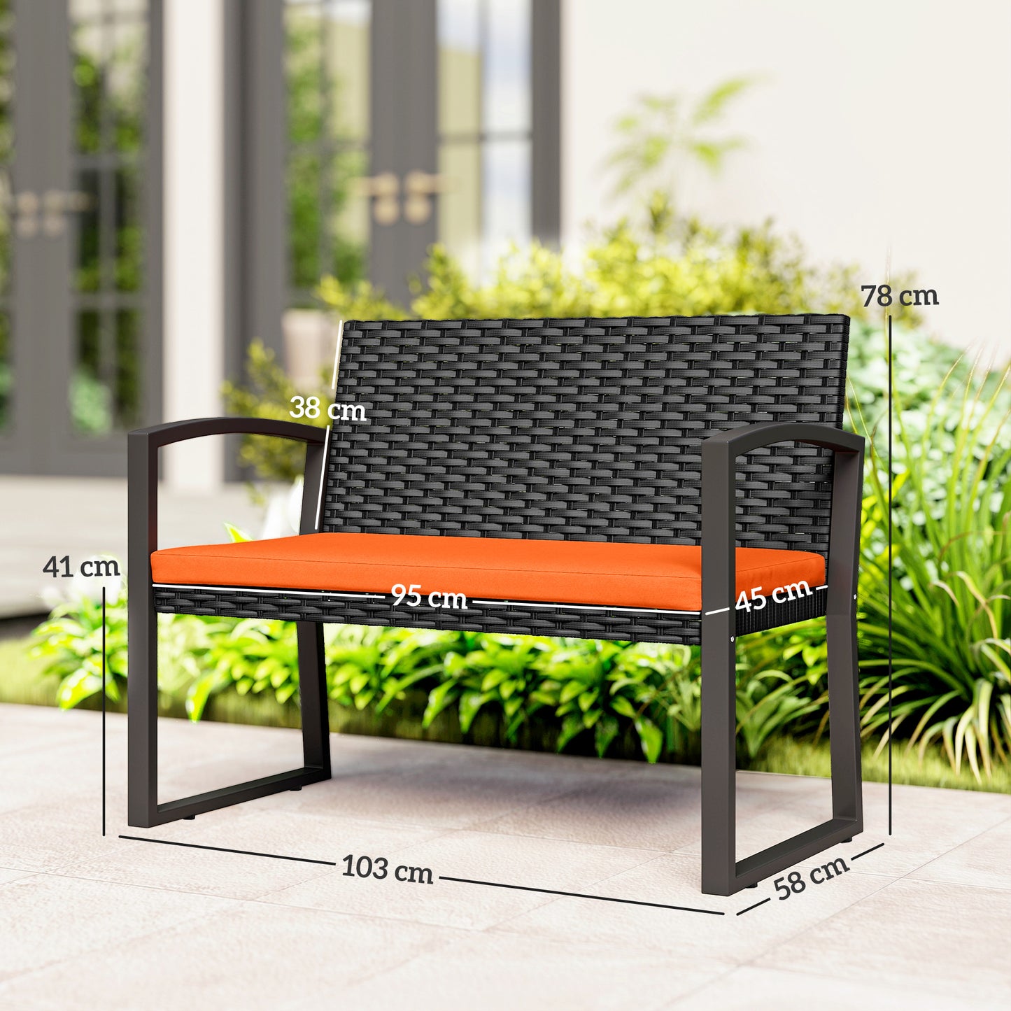 Two-Seater Rattan Garden Bench