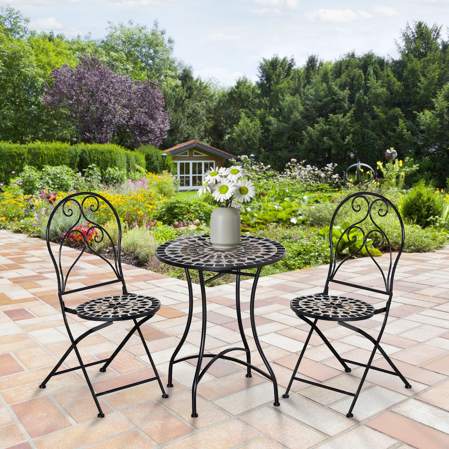 3 Pieces Garden Bistro Set with Coffee Table