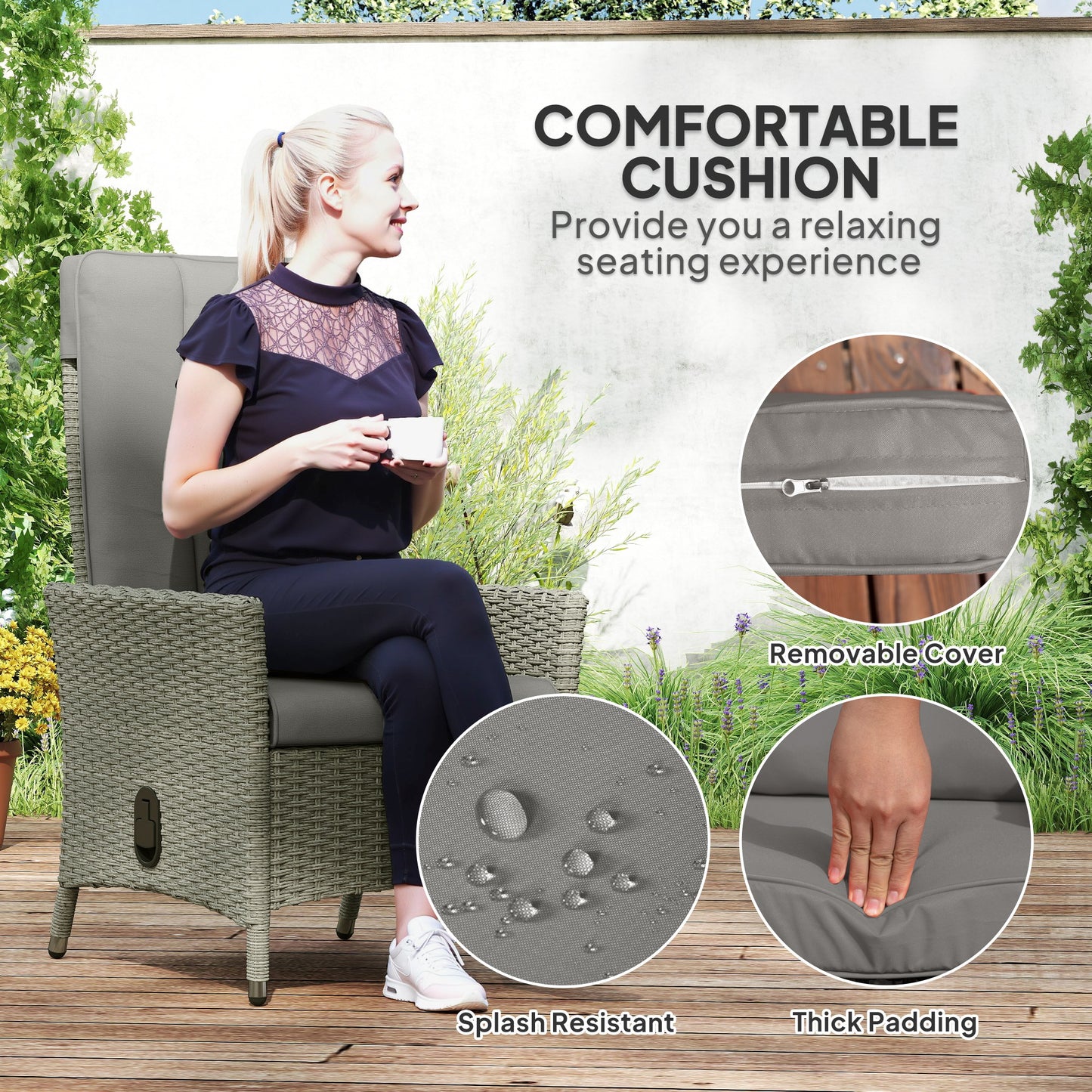 105°-150° Reclining Rattan Chair