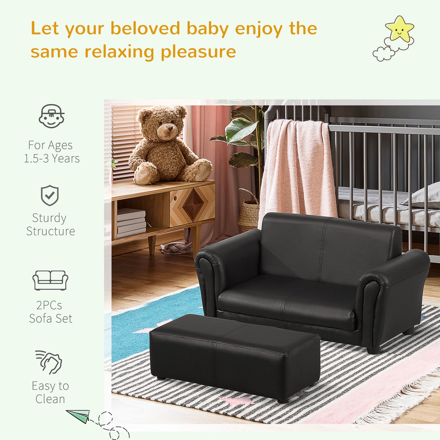 Kids Sofa Bed Kids Twin Sofa Toddler Chair 2 Seater Kids Twin Sofa