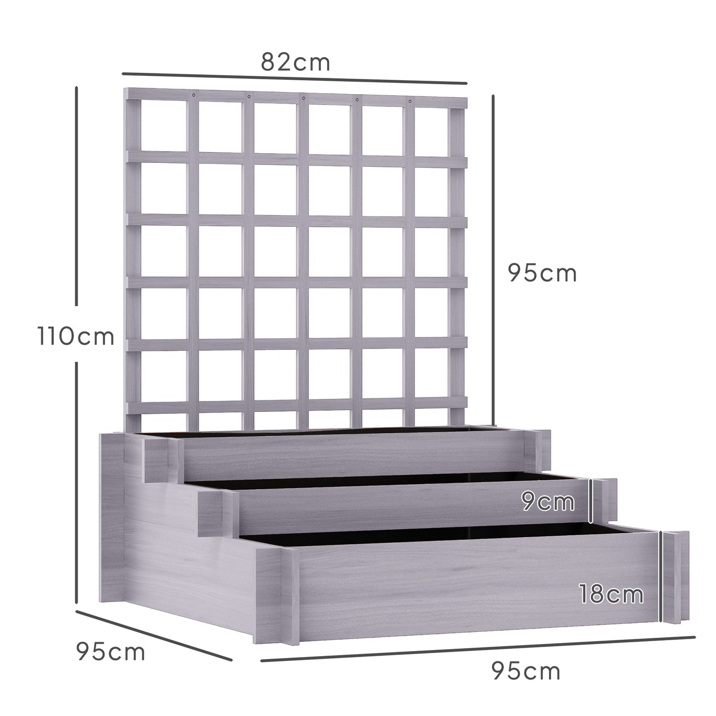 3 Tier Garden Planters with Trellis for Vine Climbing (1)