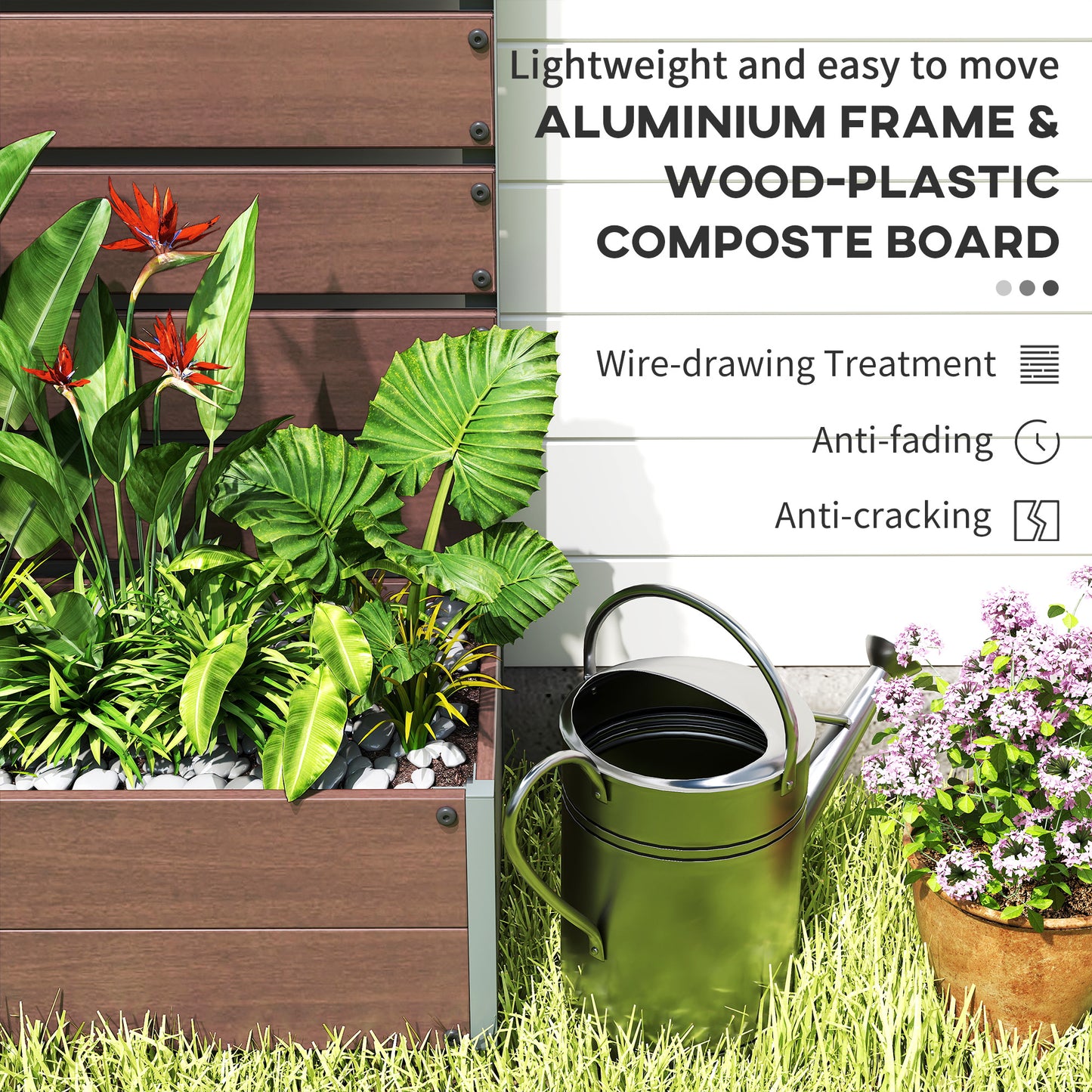 Raised Bed for Garden, Planter with Trellis for Climbing Plants