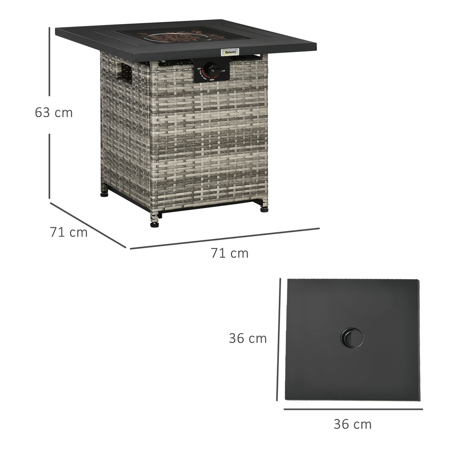 Outdoor PE Rattan Gas Fire Pit Table (1)