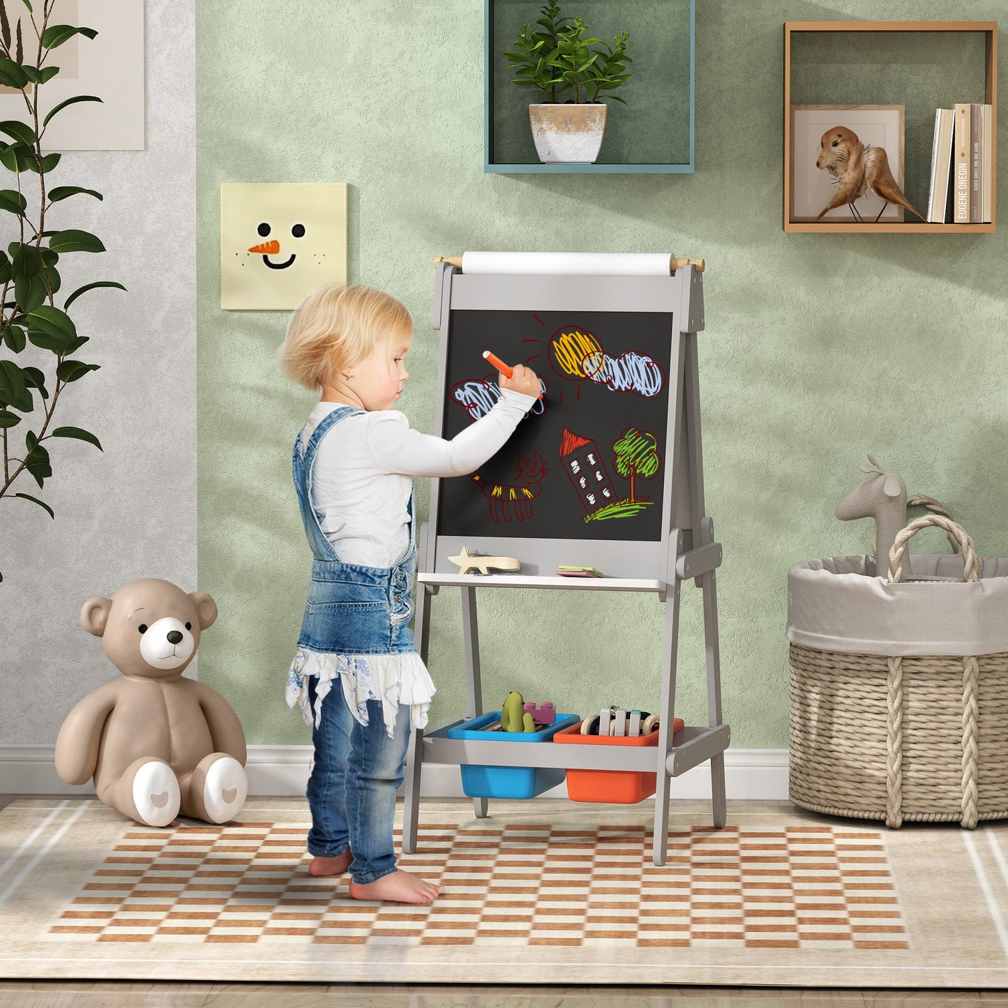 Art Easel for Kids with Paper Roll