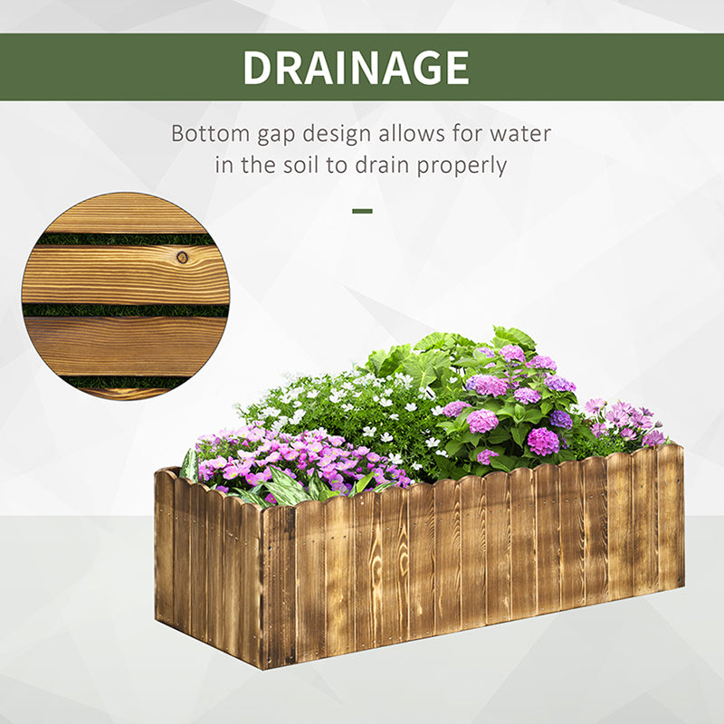 109L Raised Garden Bed, Wooden Rectangle Planter Box
