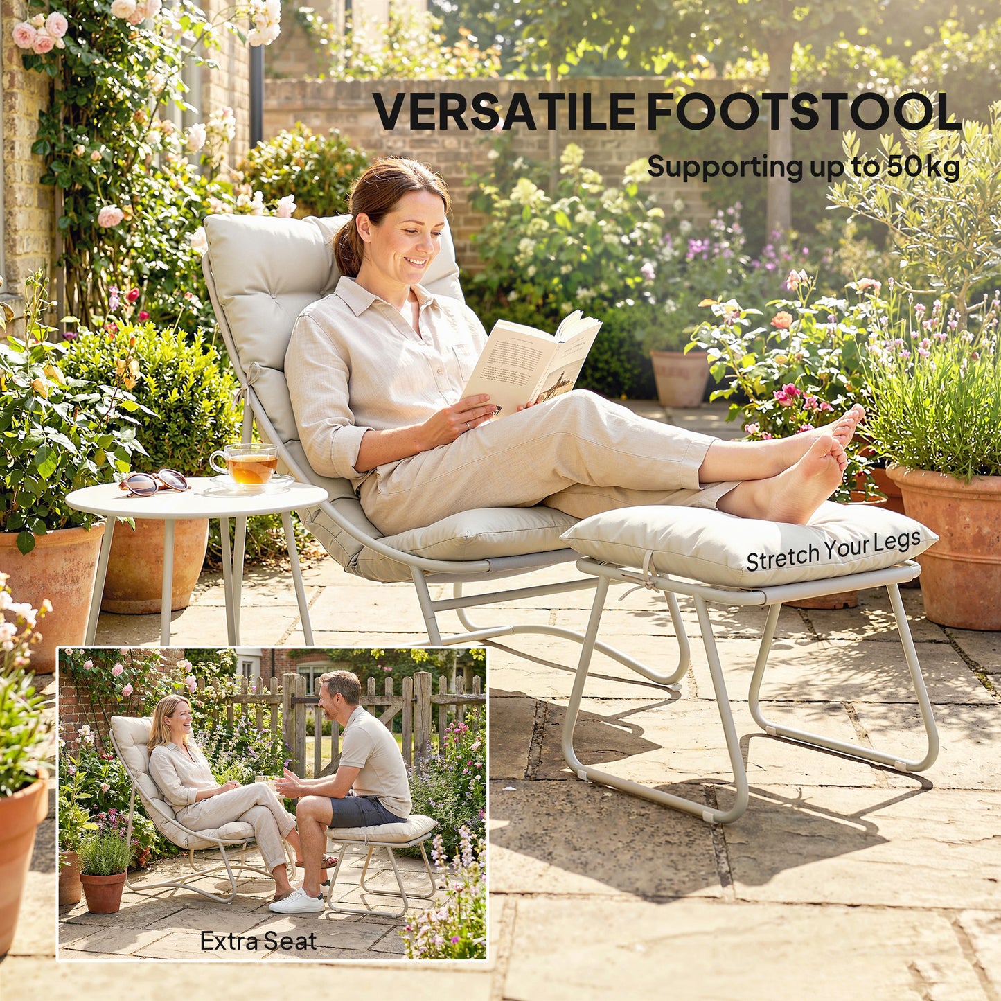 Bistro Set for Garden, 3 Piece Outdoor Table and Chair