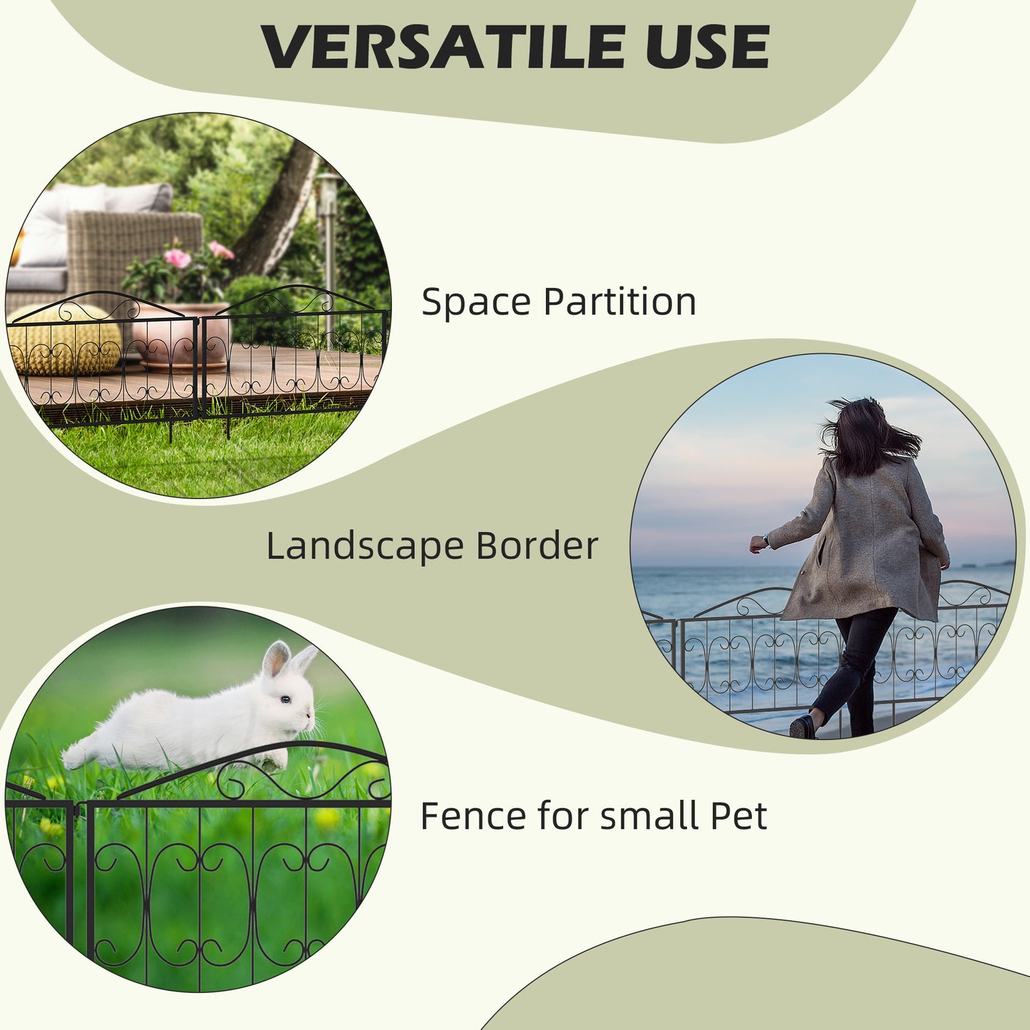 Decorative Garden Fencing, 4PCs Outdoor Picket Fence Panels (1)