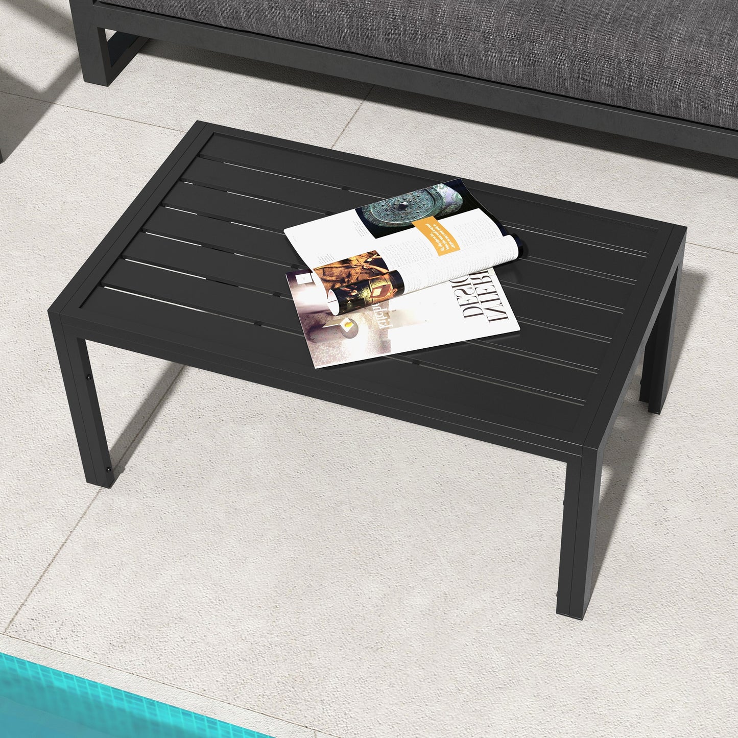 Outdoor Side Table, Rectangular Patio Coffee Side Table