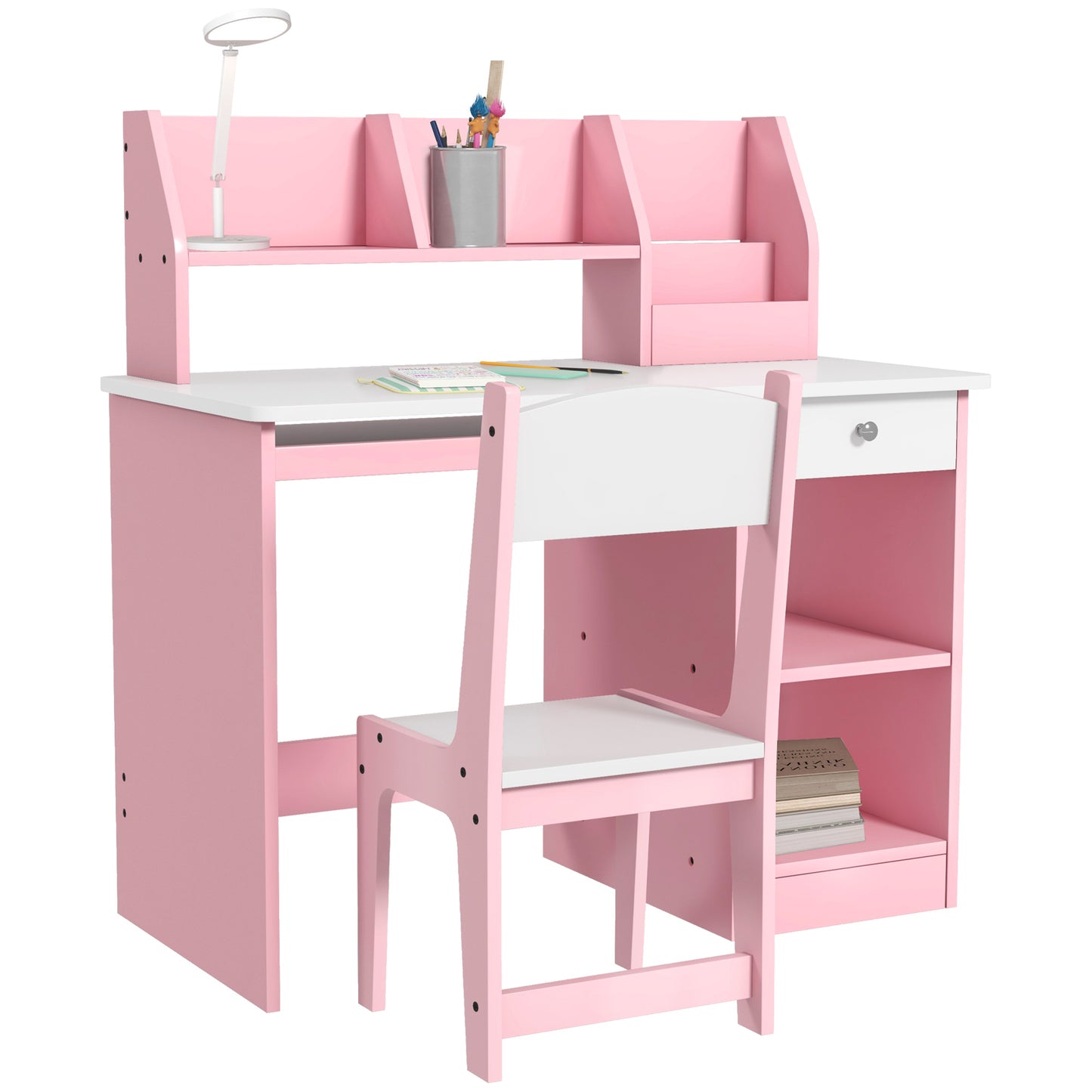 Two-Piece Kids Desk and Chair Set with Storage, for Ages 5-8 Years