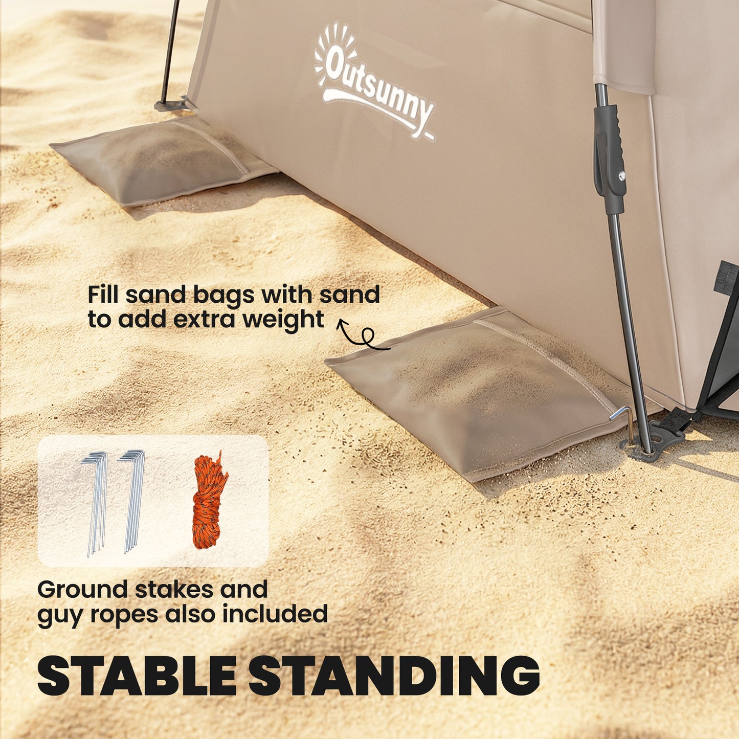 2-3 Person Pop Up Beach Tent, UPF15+ Sun Shelter with Extended Floor