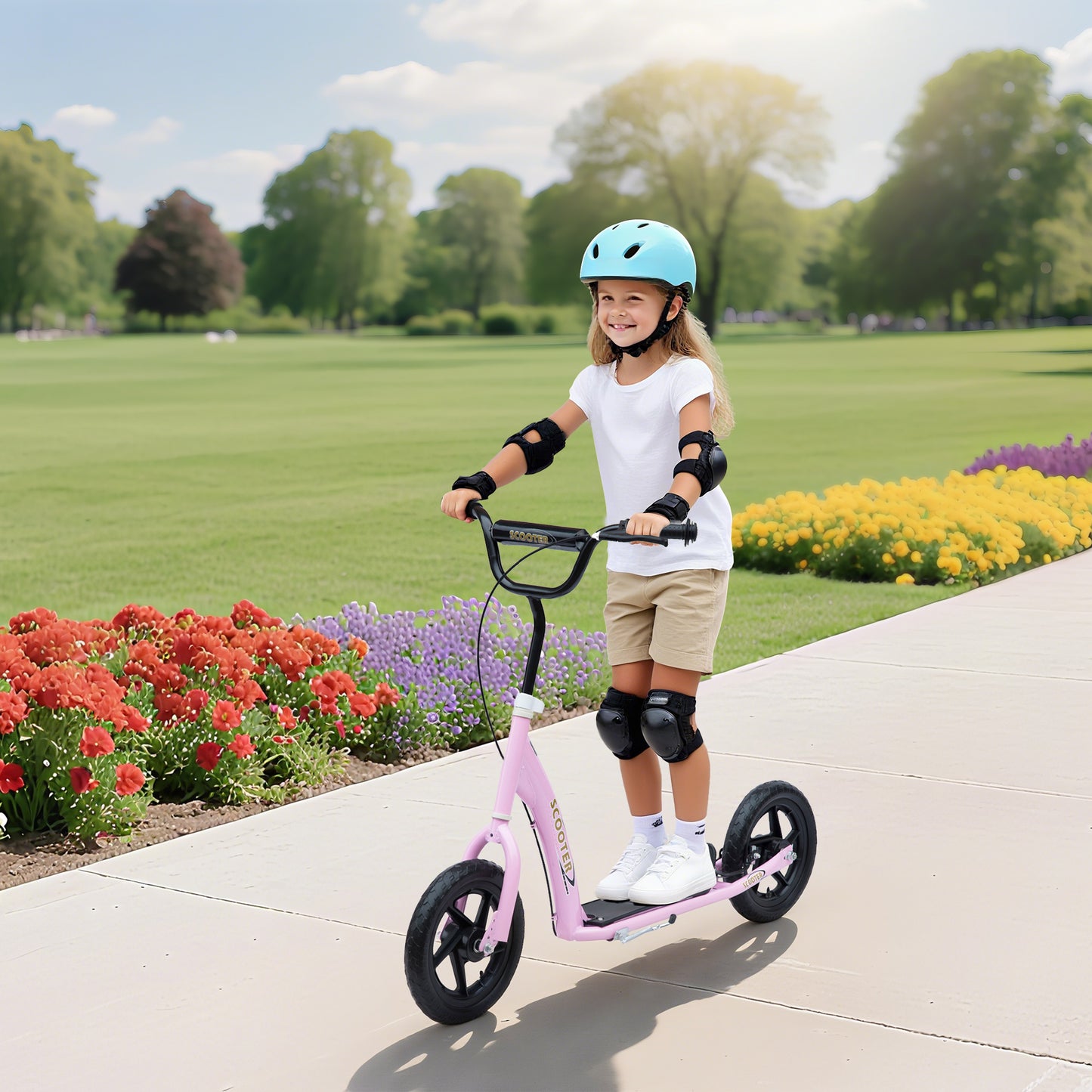 Kids Scooter Kick Scooter, with 12" EVA Tyres, Rear Brake