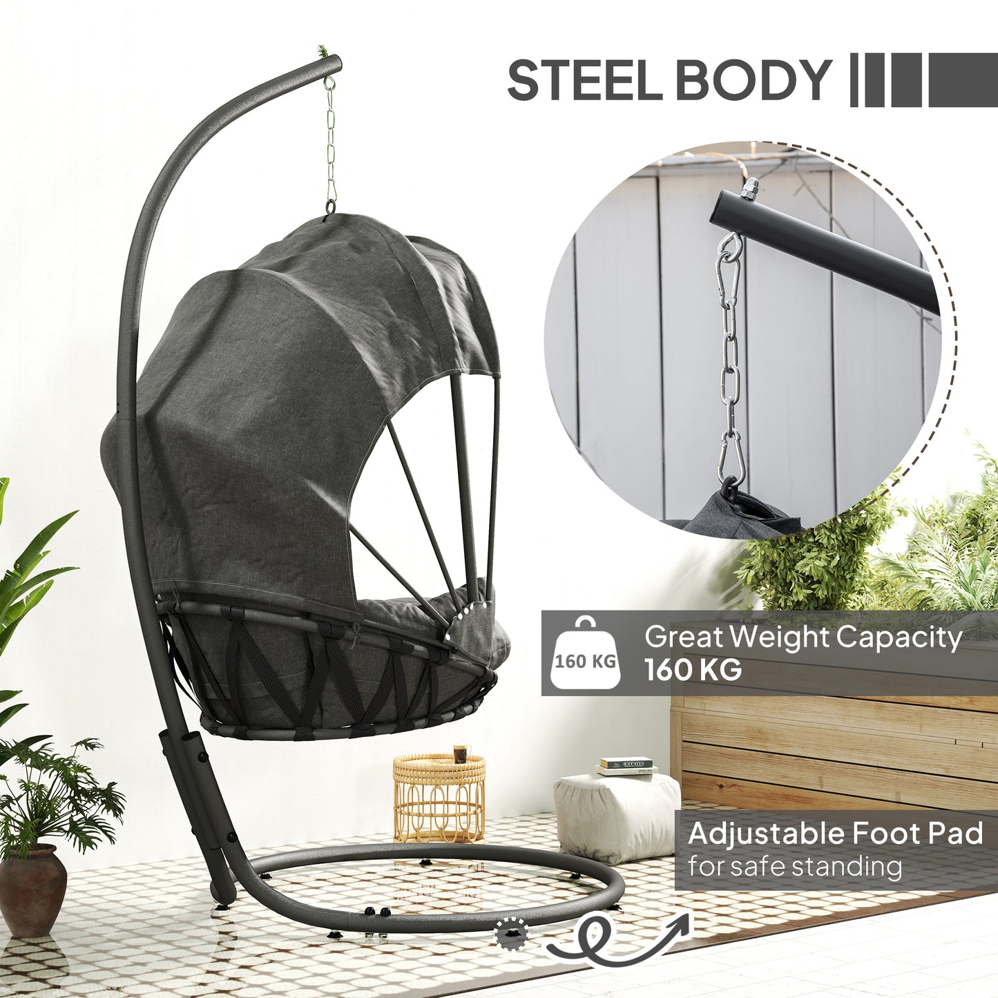Hanging Egg Chair Swing Hammock Chair with Stand