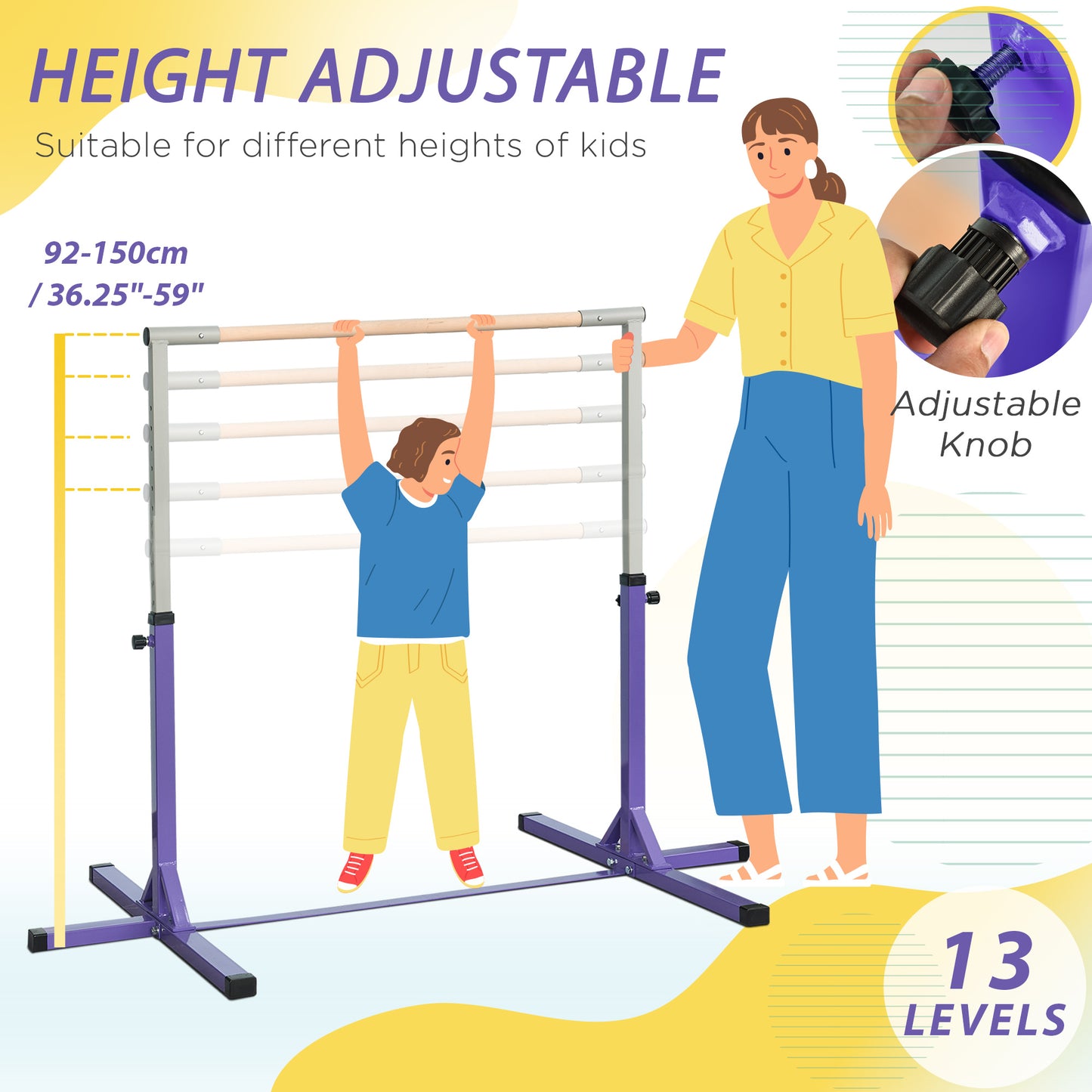 Steel Frame Adjustable Horizonal Gymnastics Bar