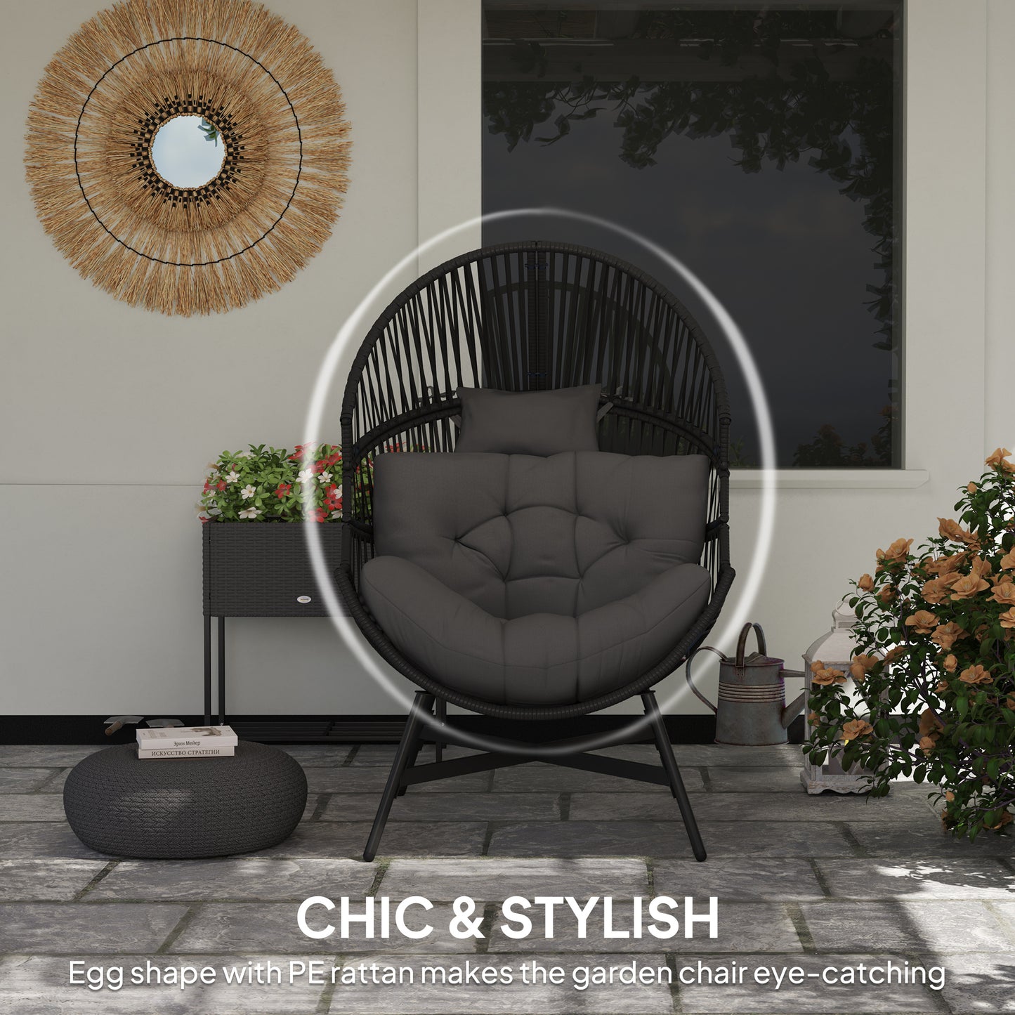 Rattan Egg Chair, Oversized Freestanding Garden Egg Chair